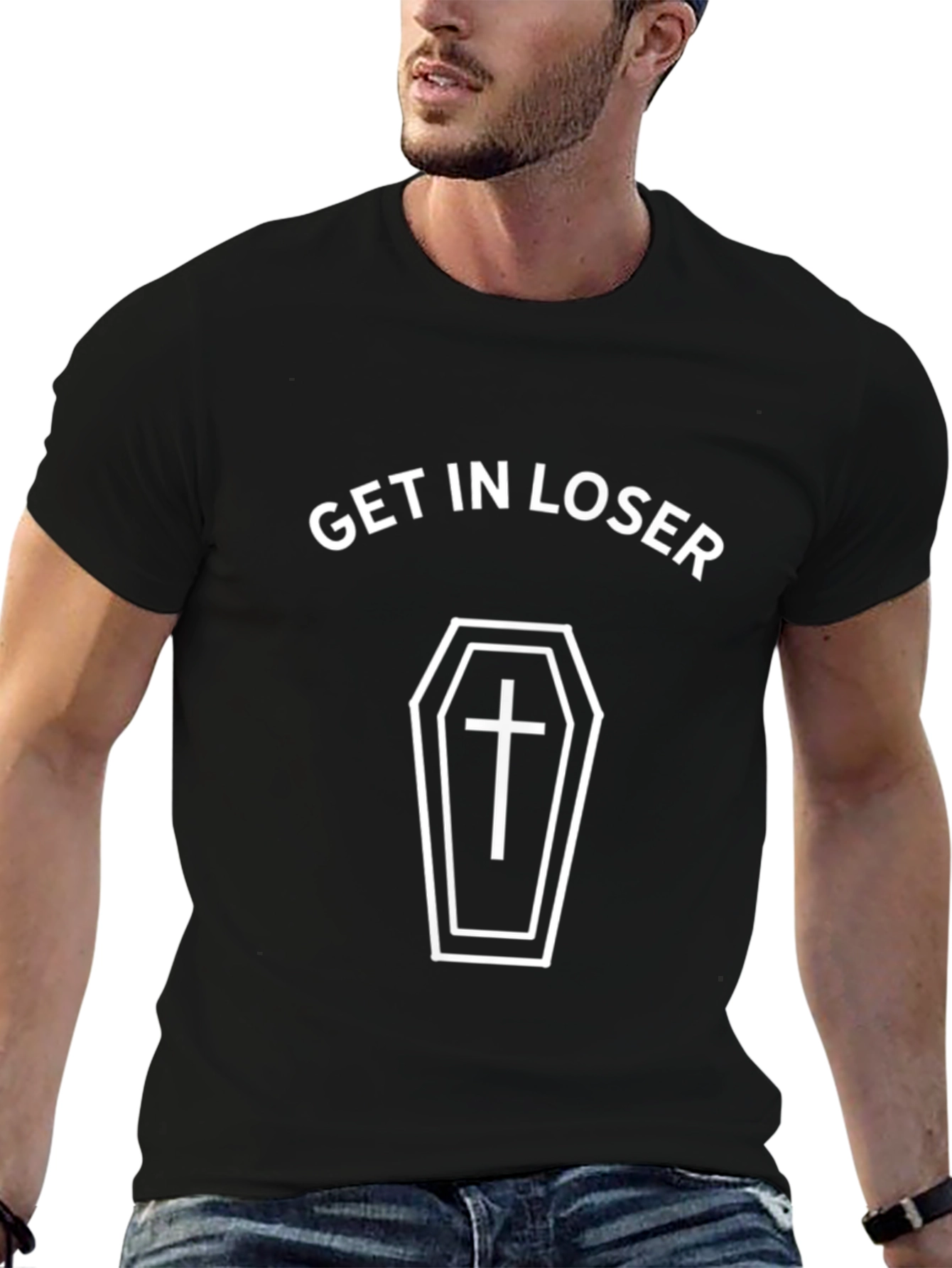 Get In Loser Coffin Graphic Tee - Funny T-Shirt