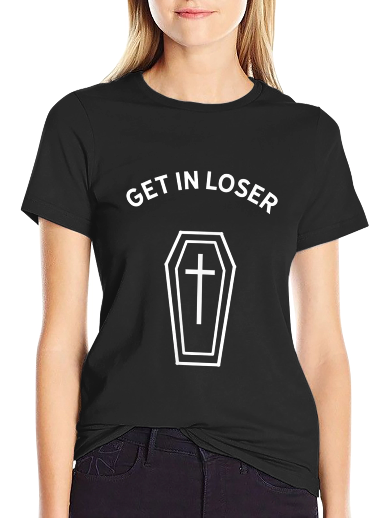 Get In Loser Coffin Graphic Tee - Funny T-Shirt