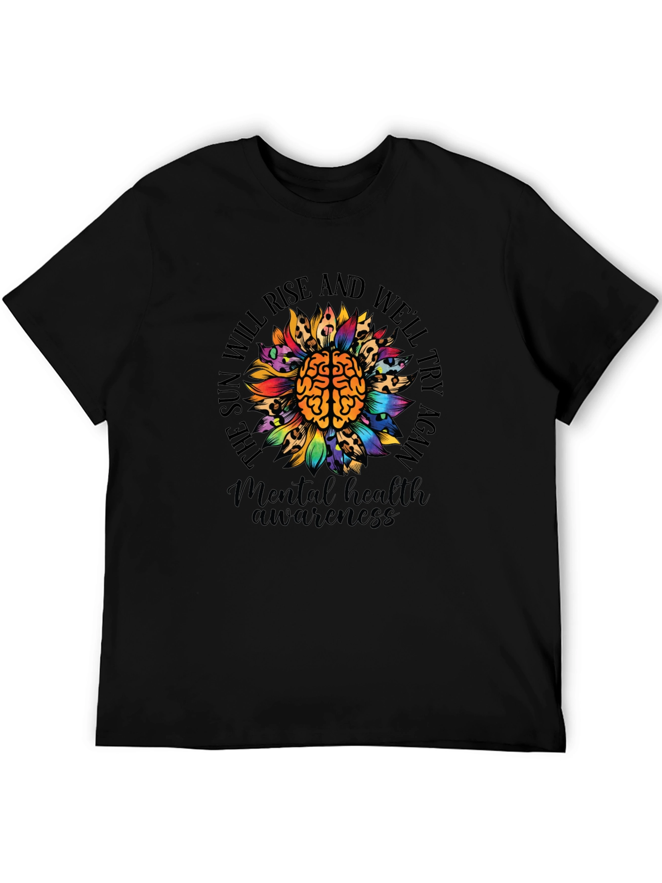 Mental Health Awareness Sunflower Brain T-Shirt
