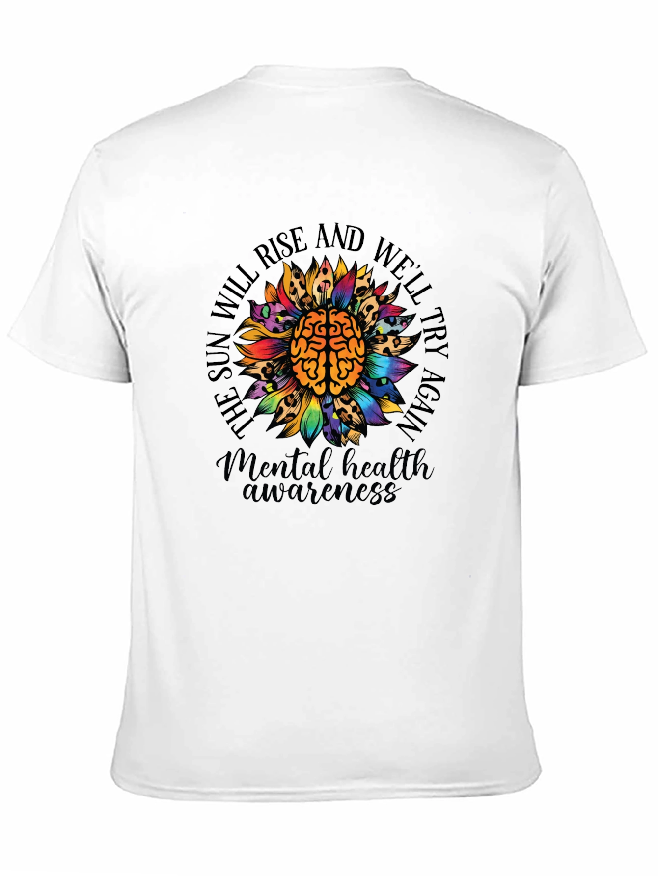 Mental Health Awareness Sunflower Brain T-Shirt