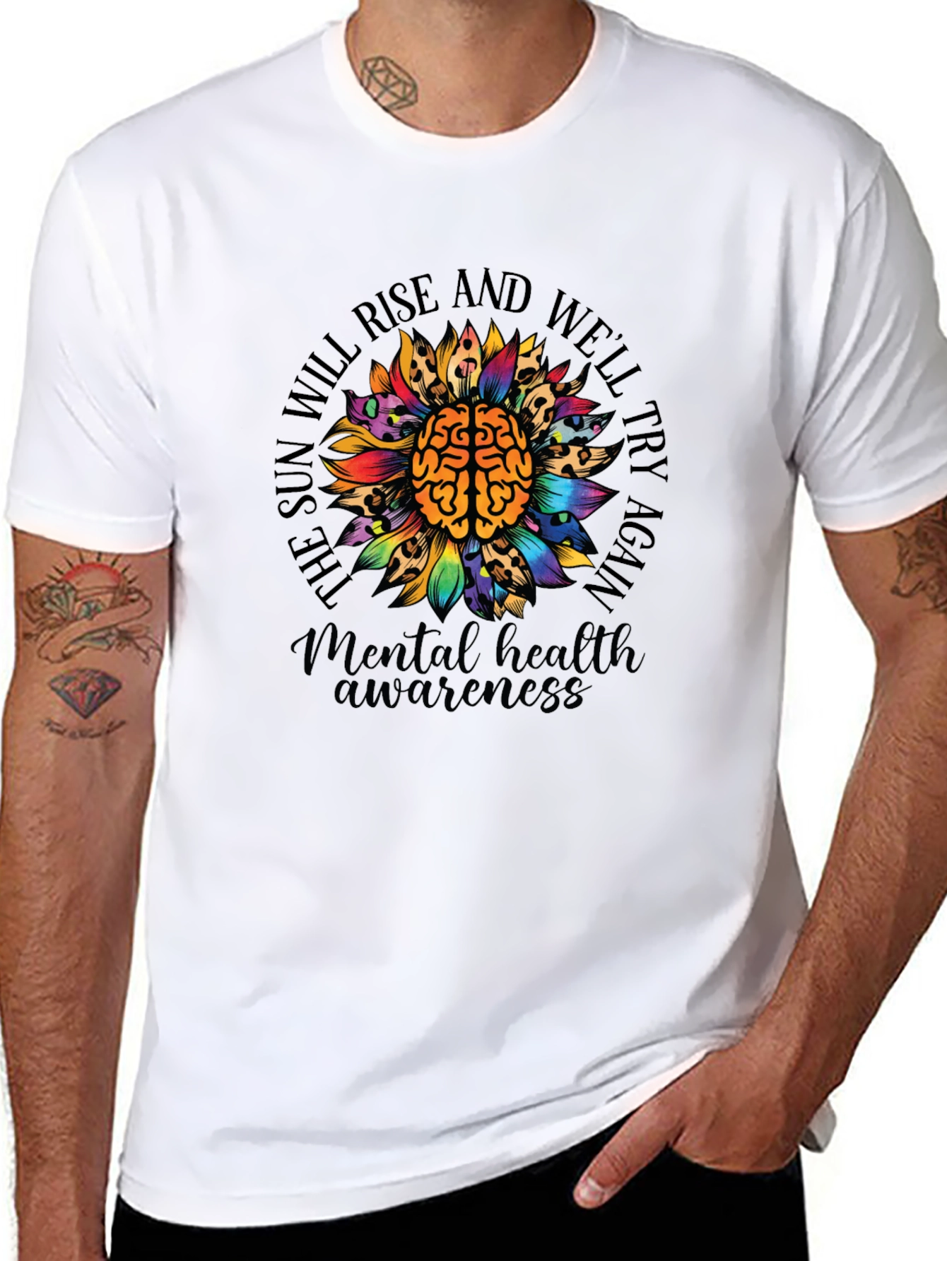 Mental Health Awareness Sunflower Brain T-Shirt