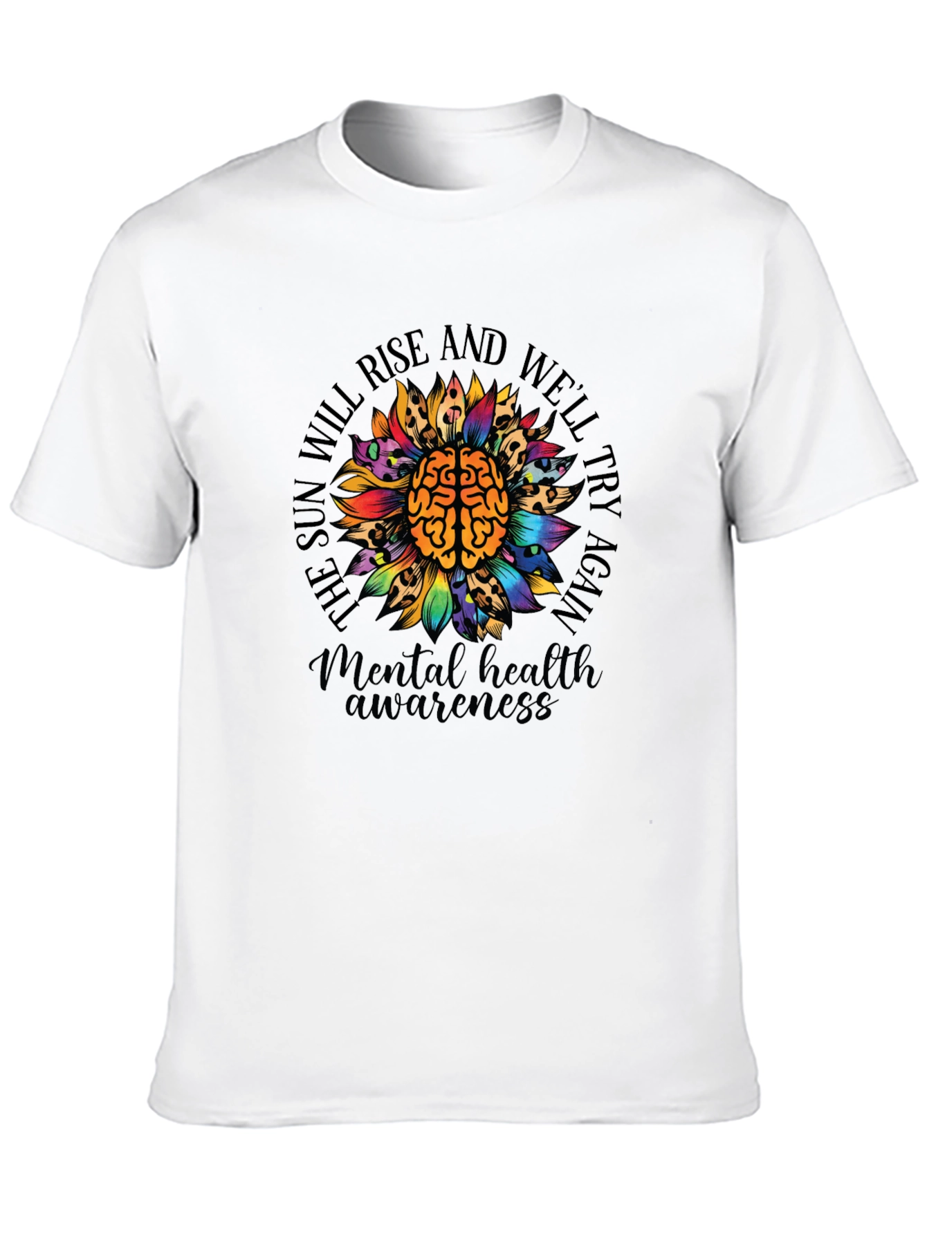 Mental Health Awareness Sunflower Brain T-Shirt