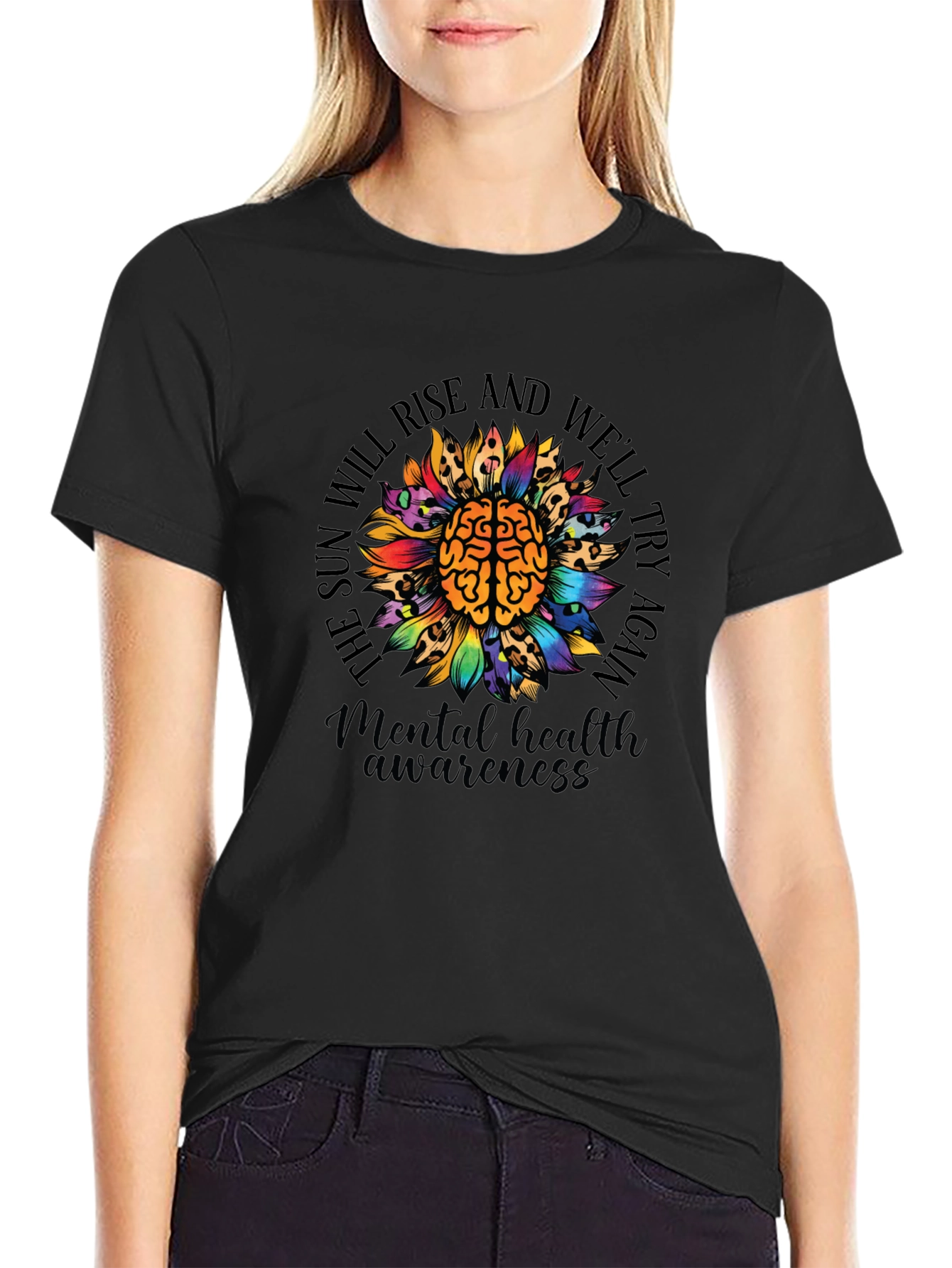 Mental Health Awareness Sunflower Brain T-Shirt