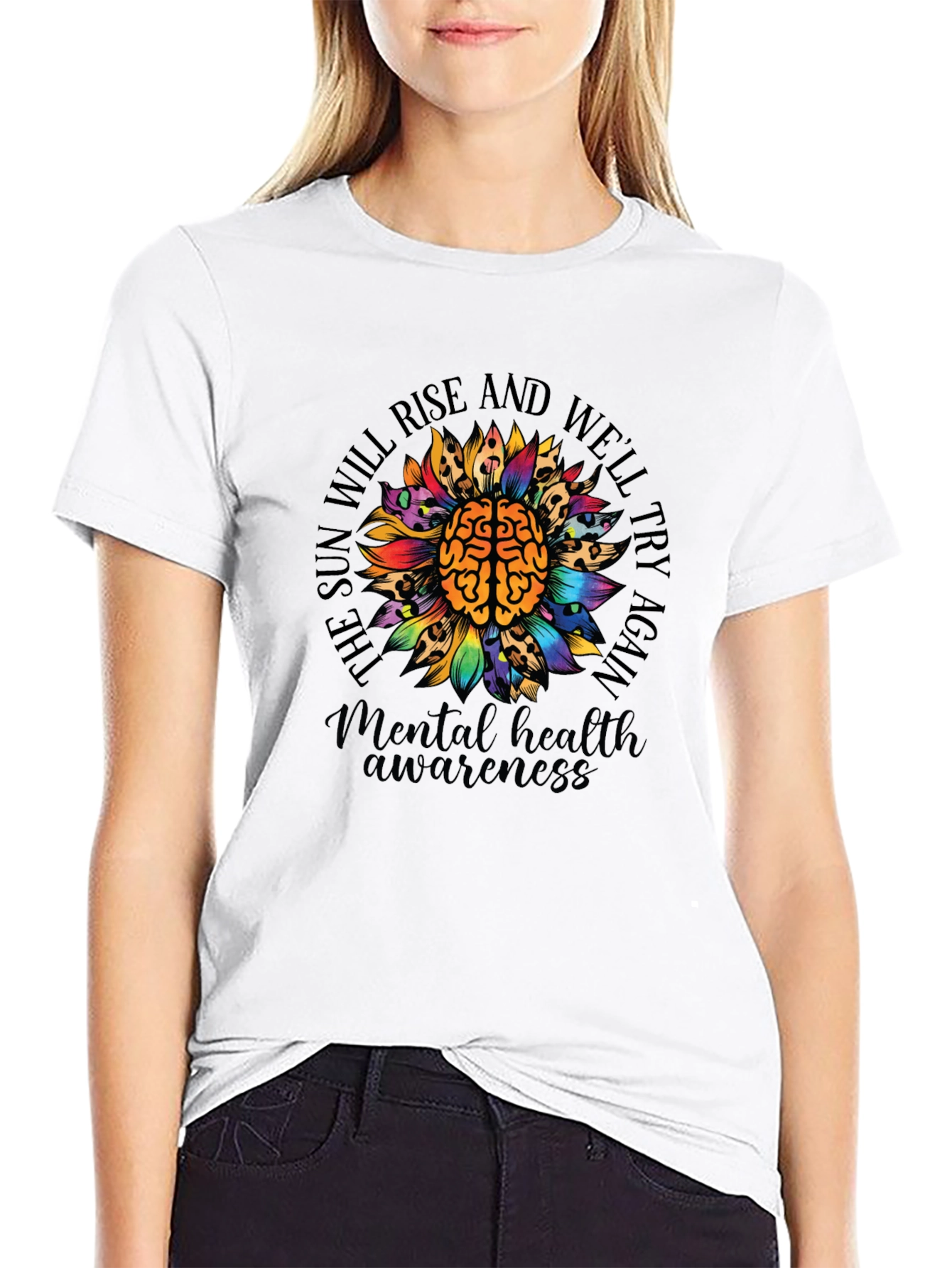 Mental Health Awareness Sunflower Brain T-Shirt