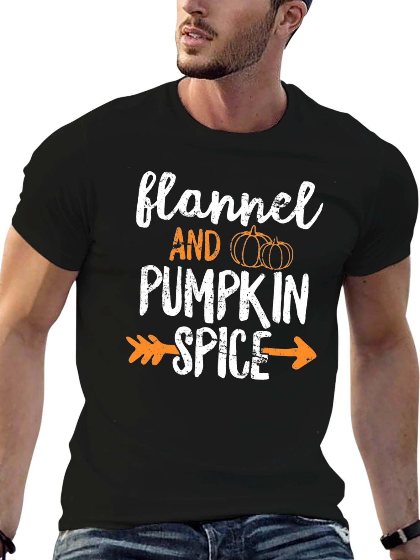 Flannel & Pumpkin Spice Arrow Black T-Shirt