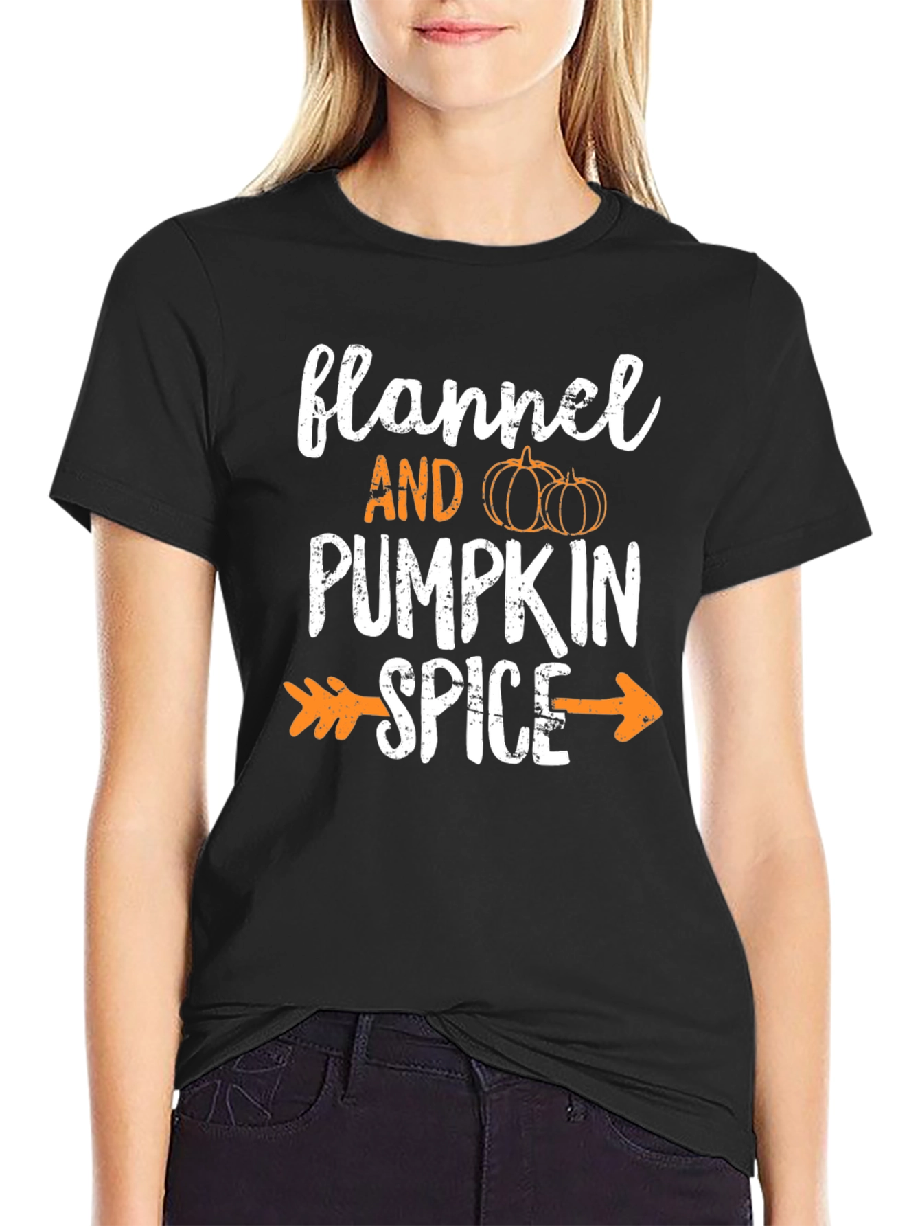 Flannel & Pumpkin Spice Arrow Black T-Shirt