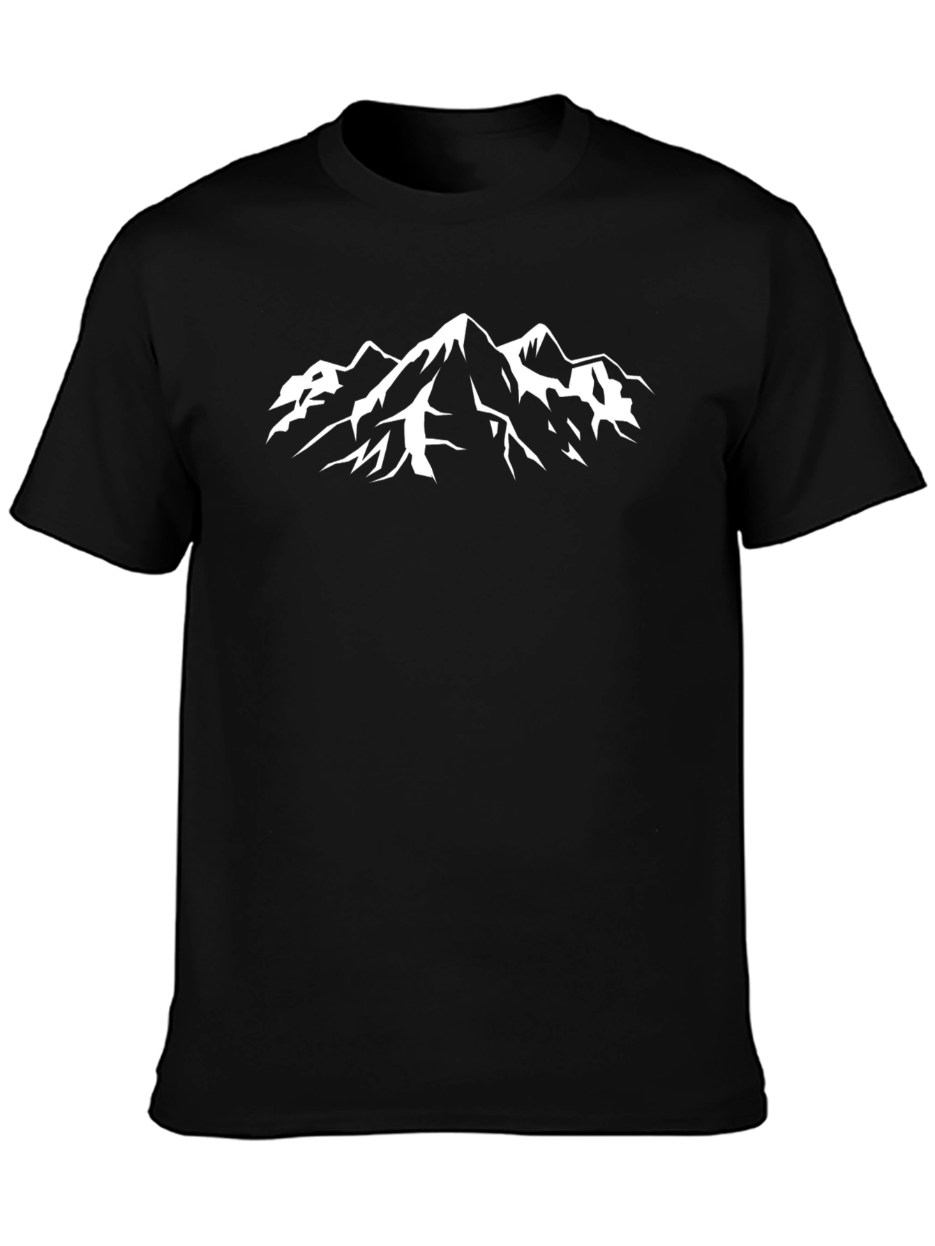Mountain Peak Graphic Tee - Black Cotton T-Shirt