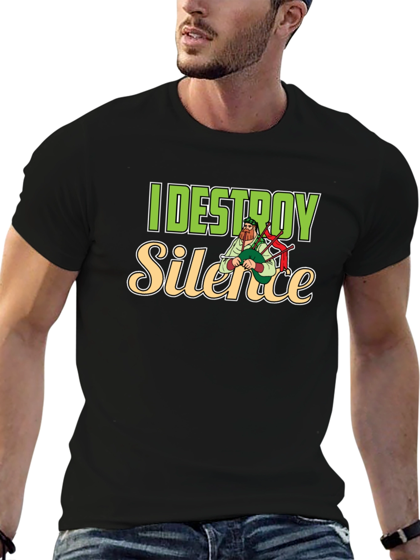 I Destroy Silence T-Shirt Bagpipe Player Tee