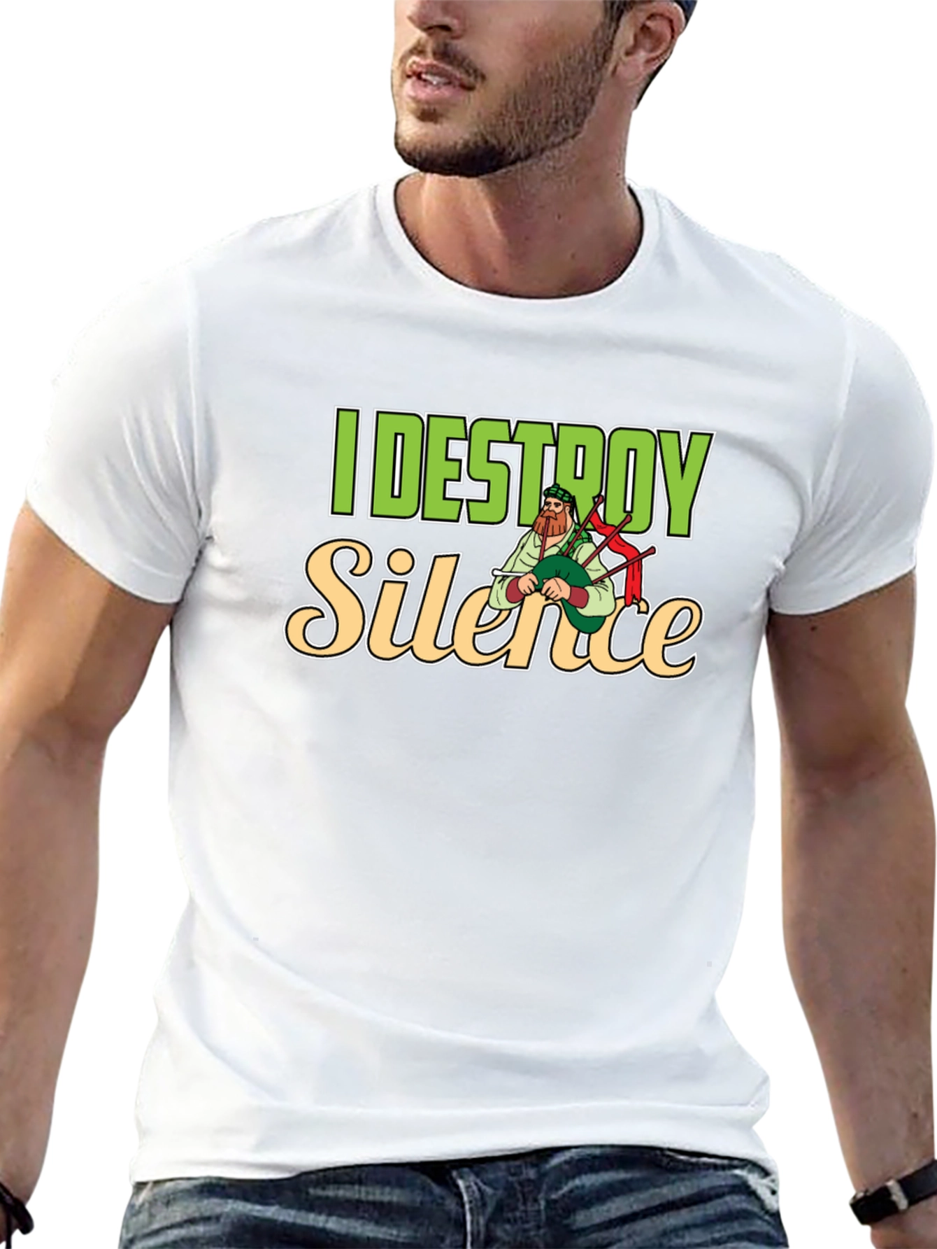 I Destroy Silence T-Shirt Bagpipe Player Tee