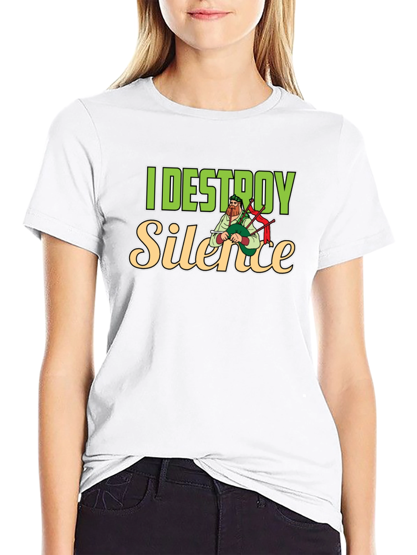 I Destroy Silence T-Shirt Bagpipe Player Tee