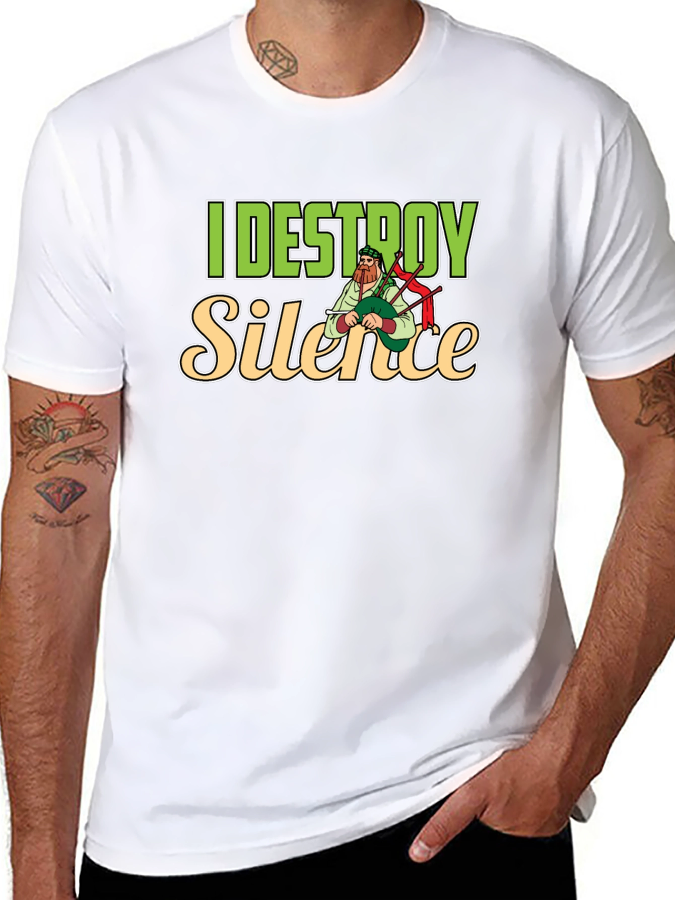 I Destroy Silence T-Shirt Bagpipe Player Tee
