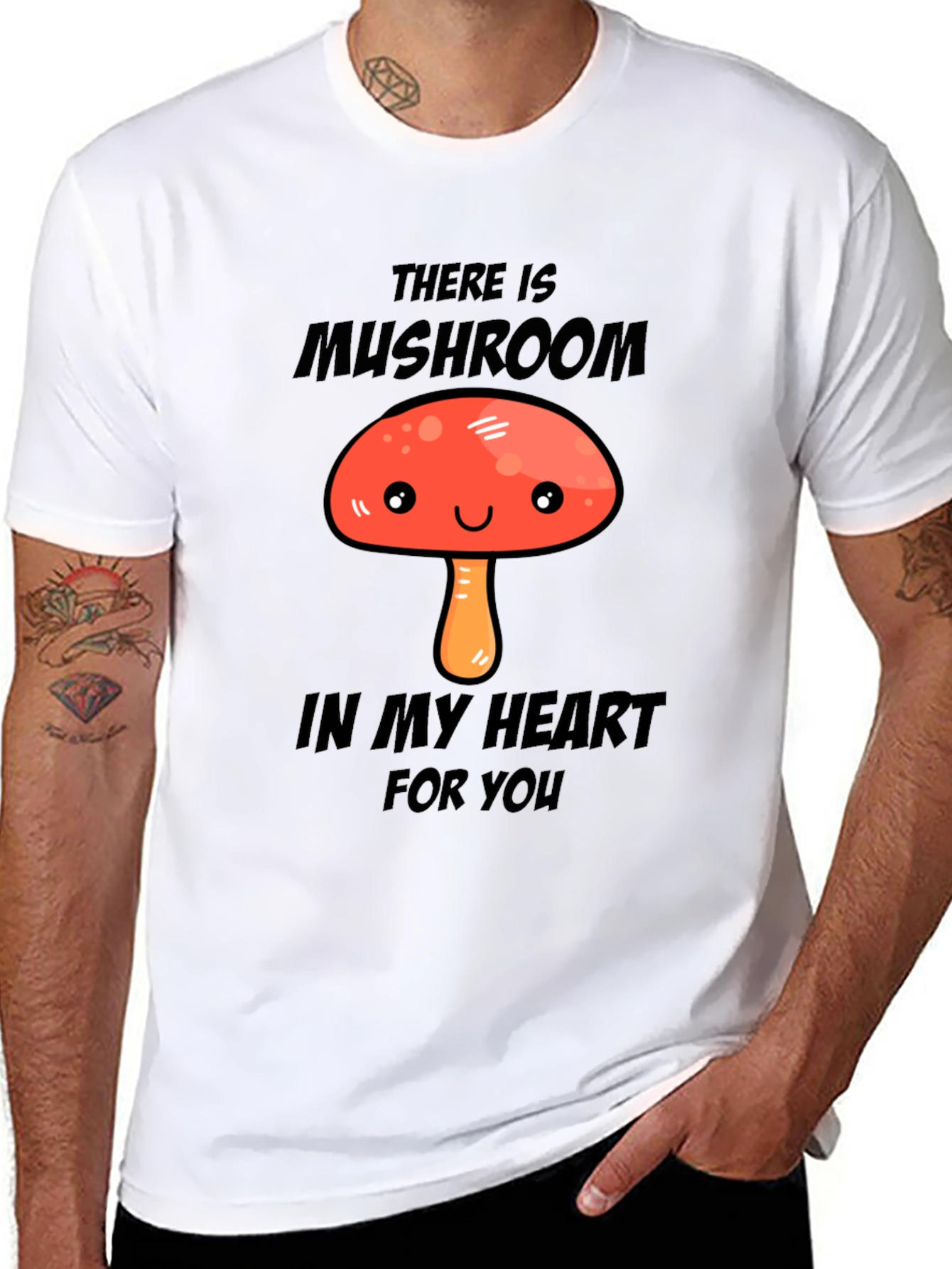 Mushroom Heart Graphic T-Shirt - Cute & Fun