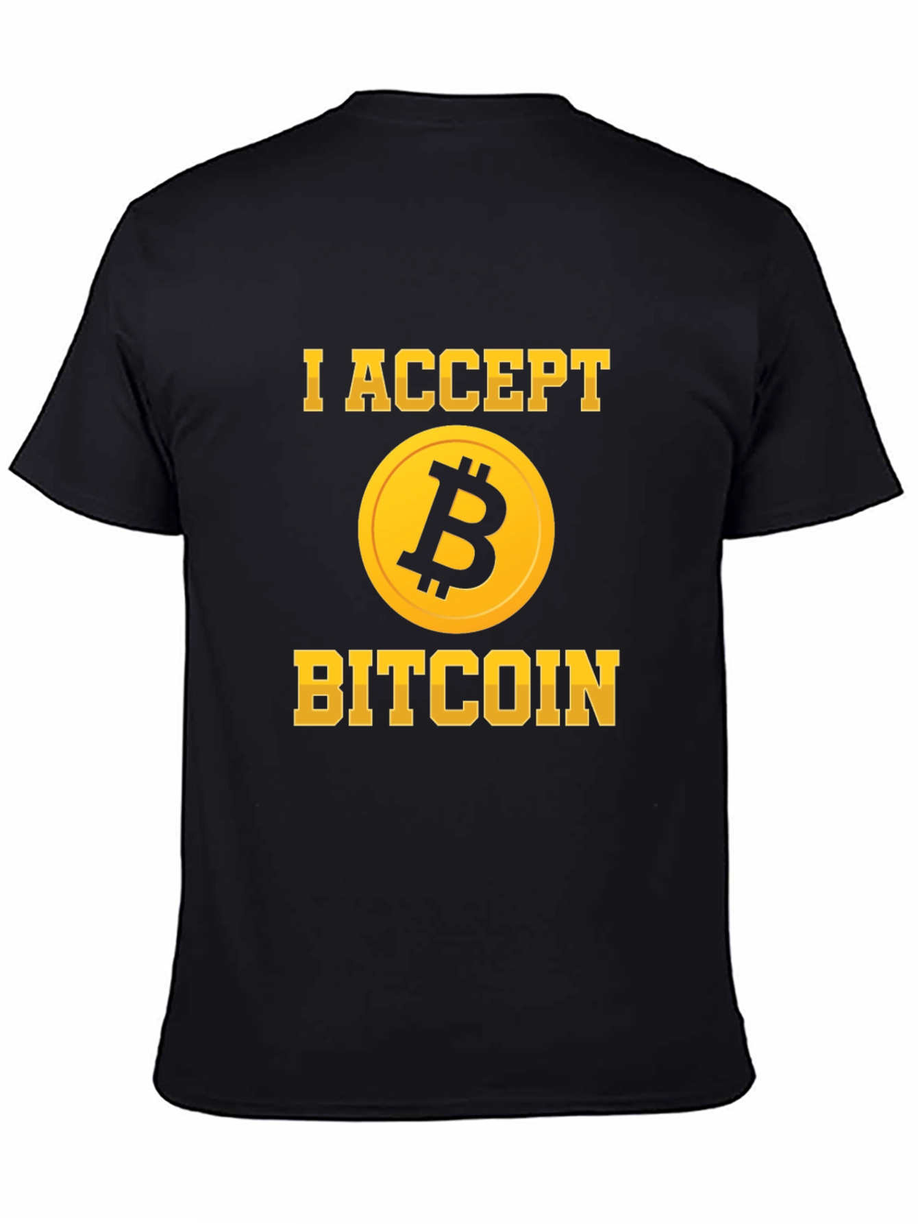 I Accept Bitcoin Black T-Shirt Crypto Currency Design