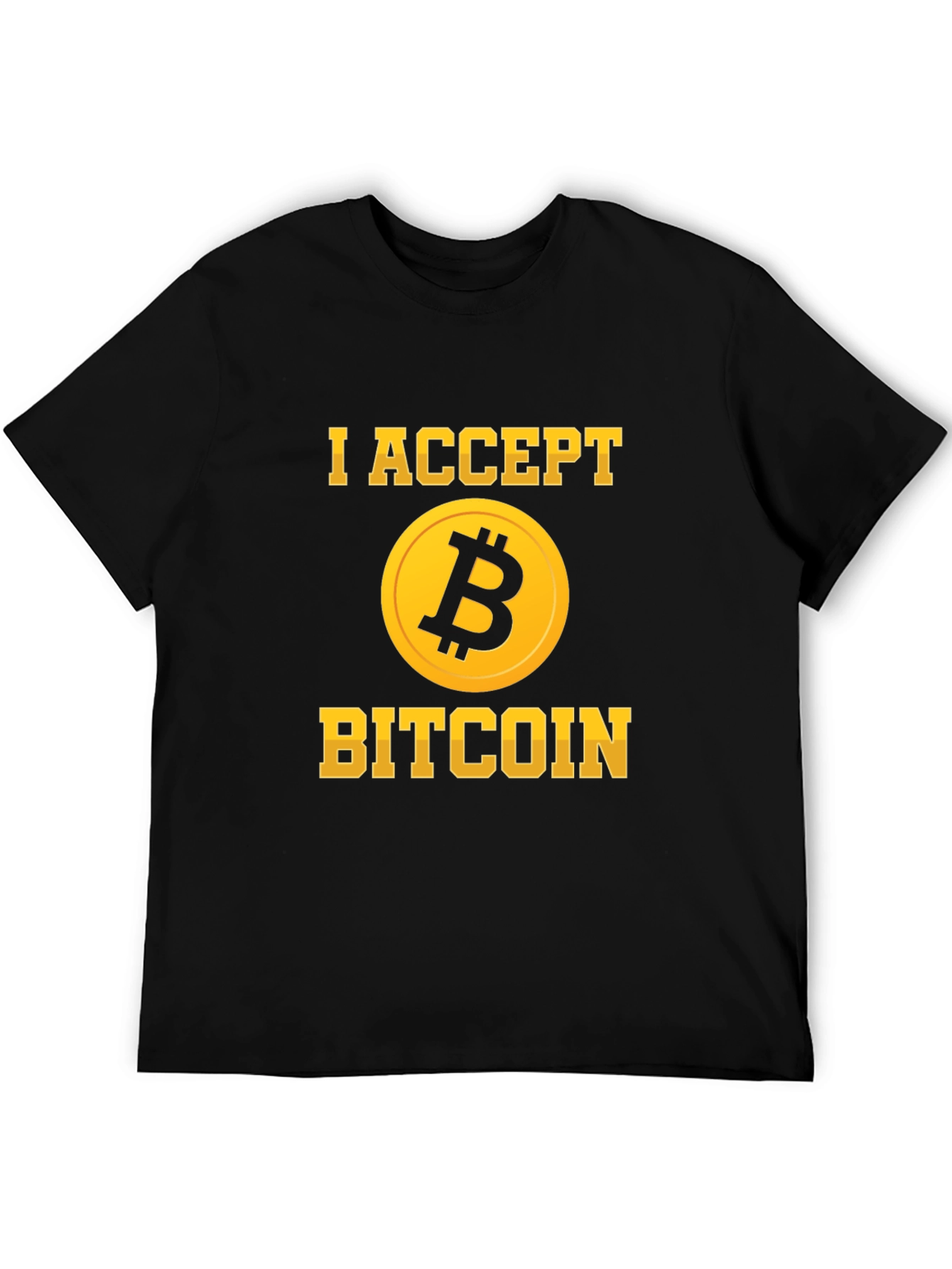 I Accept Bitcoin Black T-Shirt Crypto Currency Design