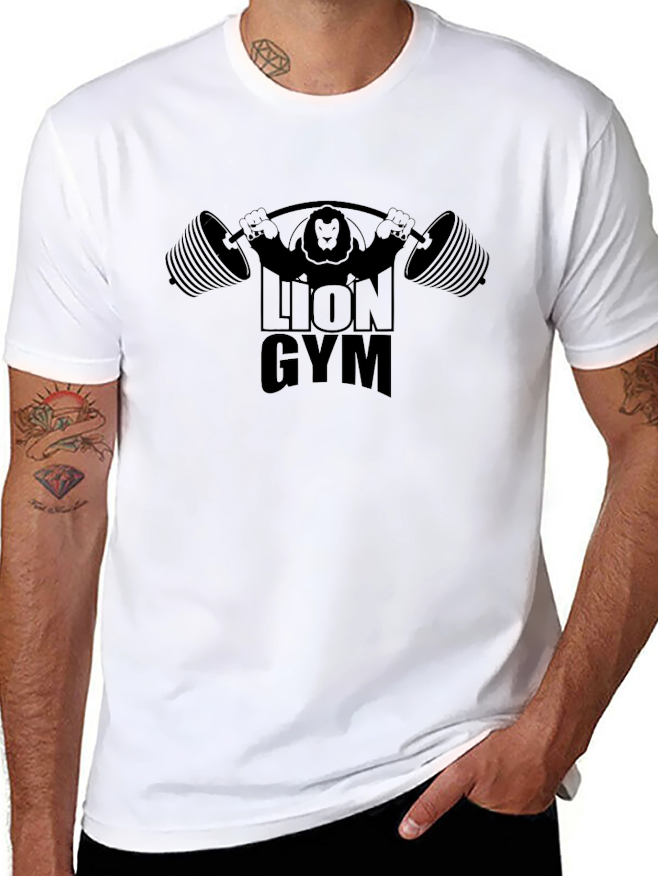 Lion Gym Black T-Shirt - Workout Apparel