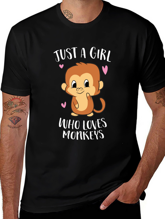 Just a Girl Who Loves Monkeys Graphic T-Shirt