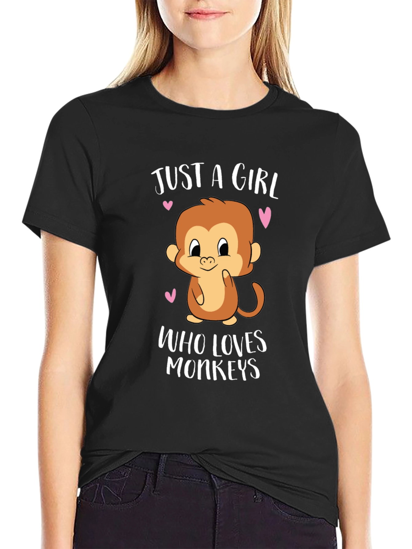 Just a Girl Who Loves Monkeys Graphic T-Shirt