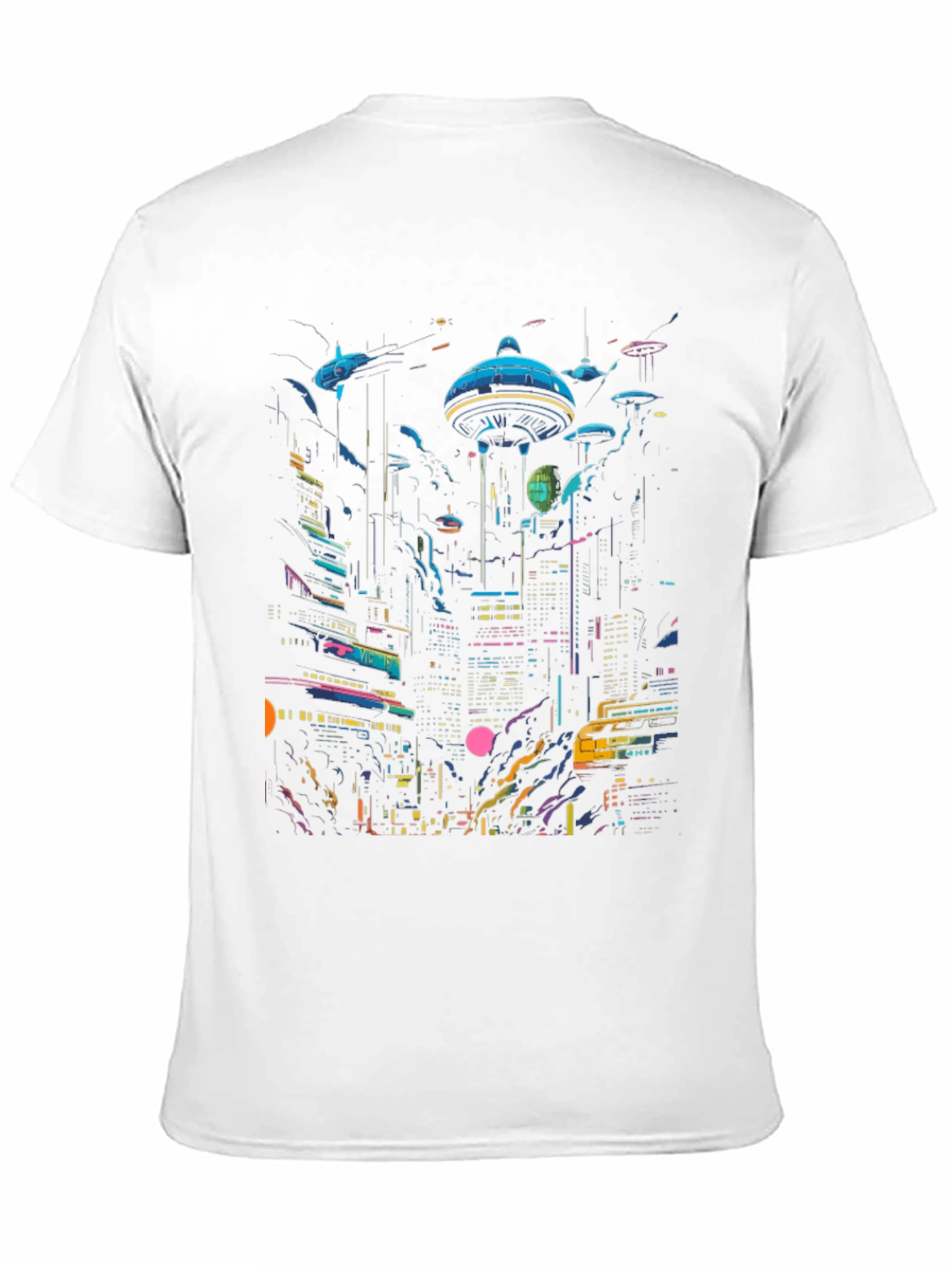Neon Cityscape Graphic Tee - Retro Future Design