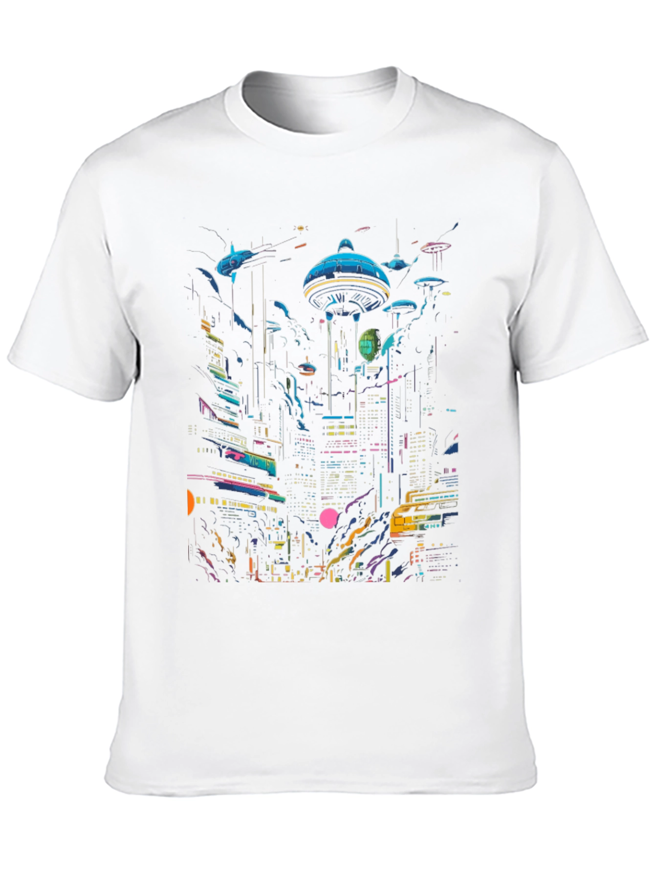 Neon Cityscape Graphic Tee - Retro Future Design