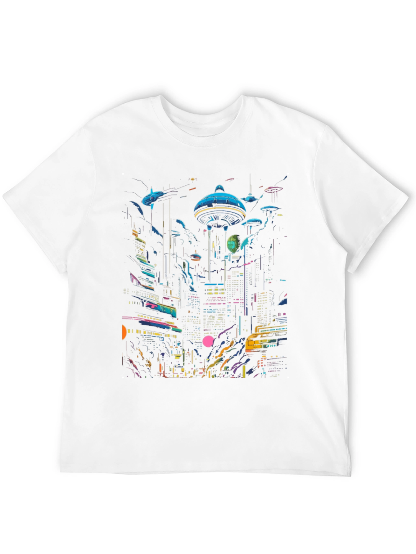 Neon Cityscape Graphic Tee - Retro Future Design