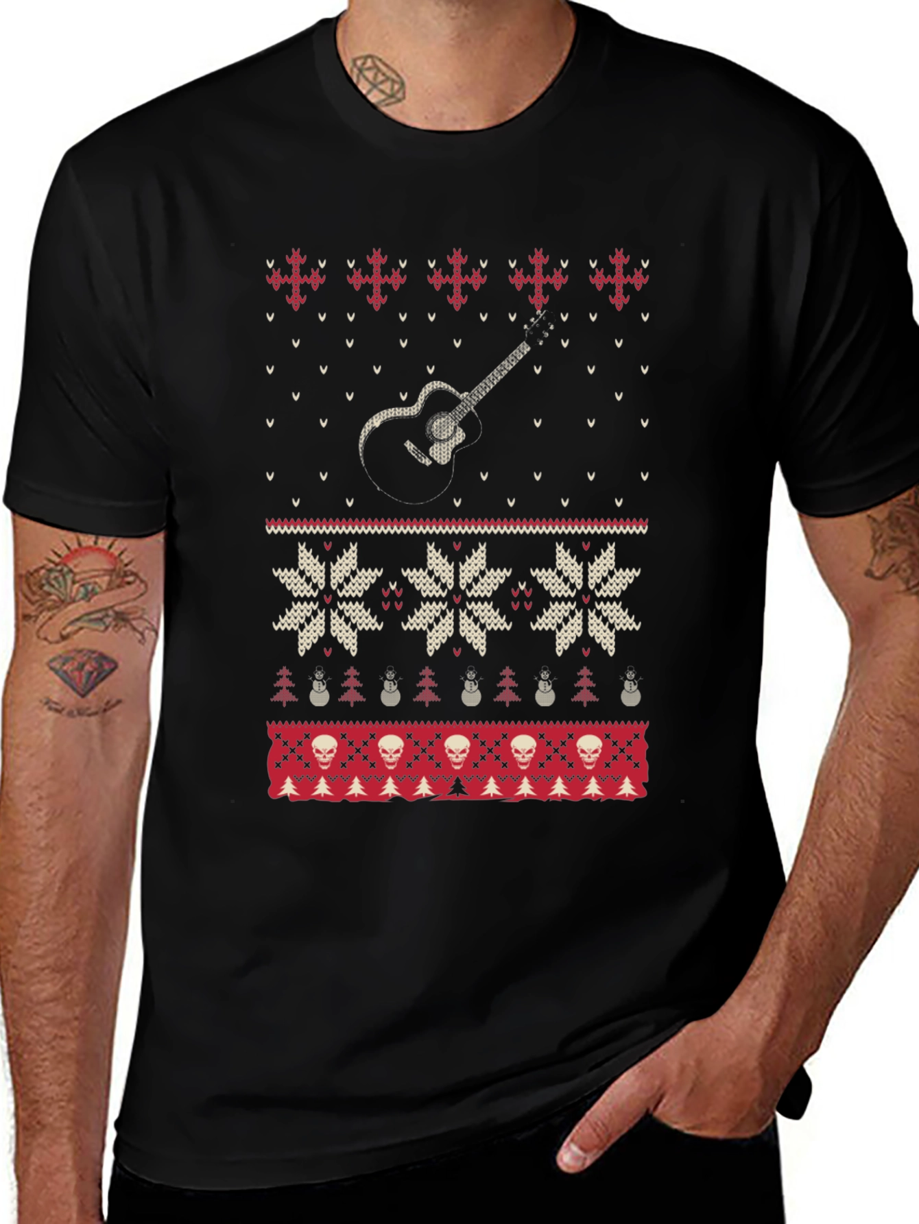 Guitar Ugly Christmas Sweater T-Shirt