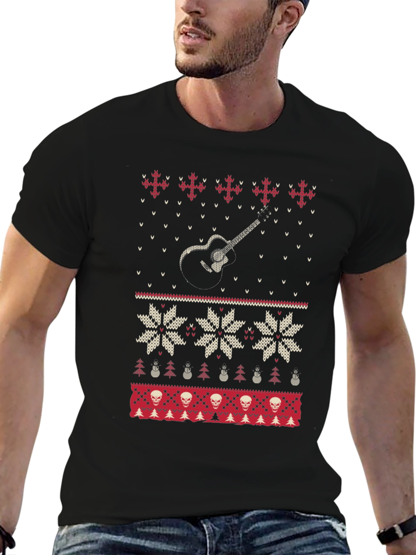 Guitar Ugly Christmas Sweater T-Shirt