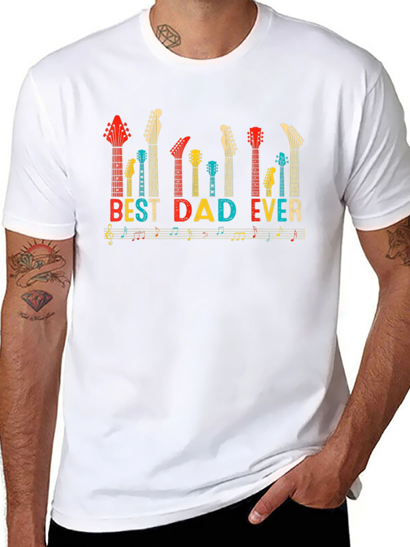 Best Dad Ever Guitar Music T-Shirt