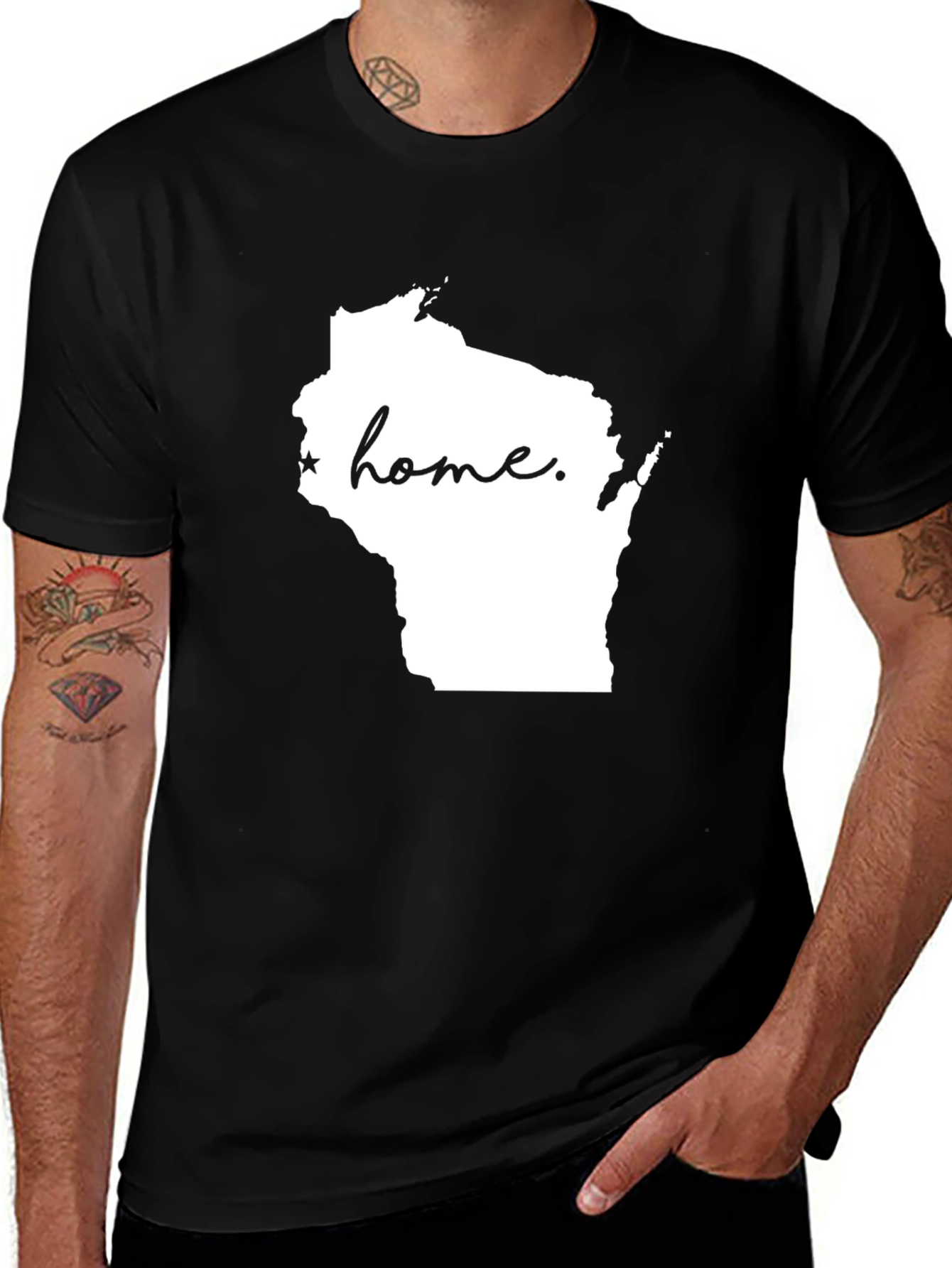 Wisconsin Home State Graphic Tee - Black