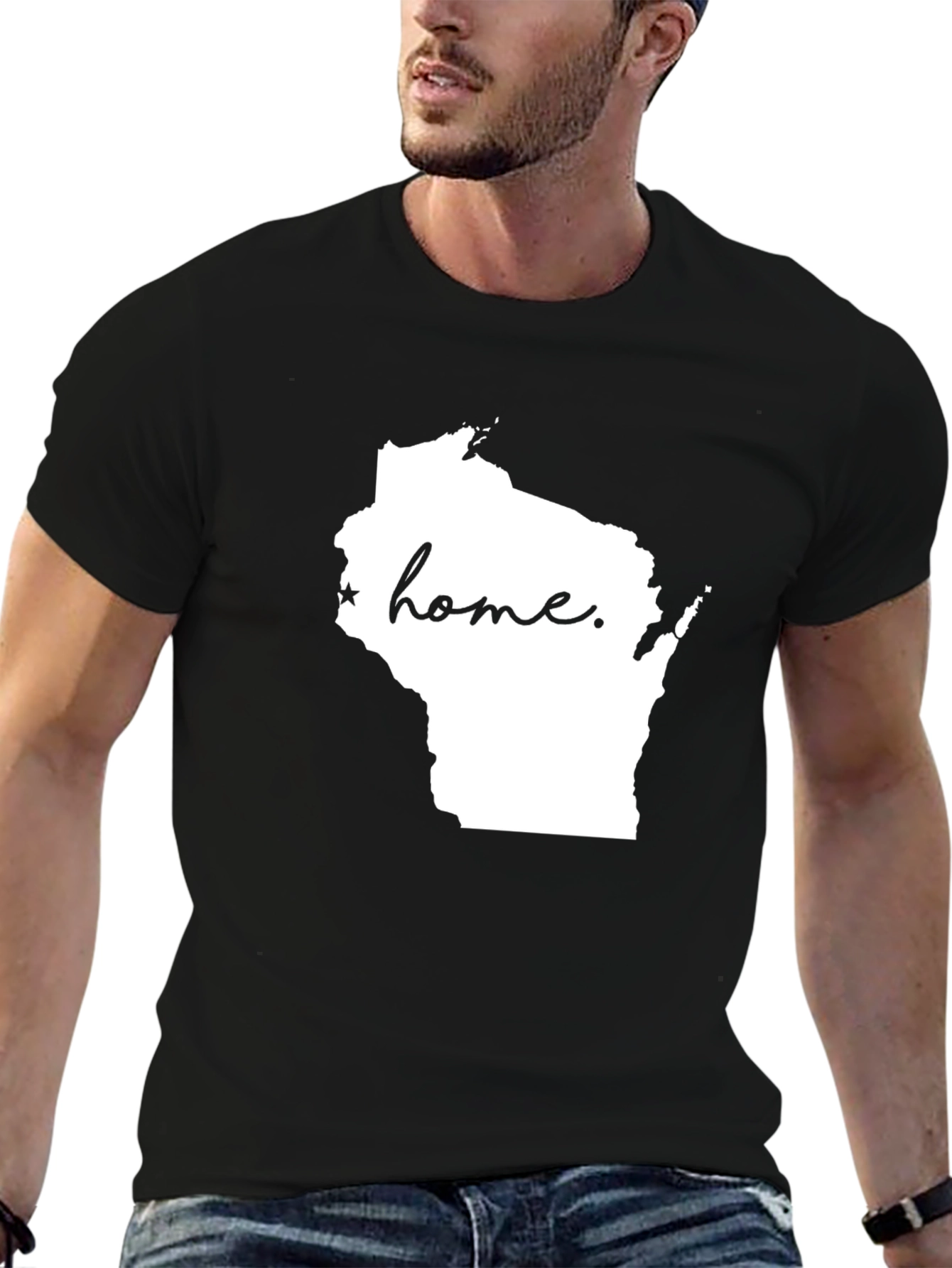Wisconsin Home State Graphic Tee - Black