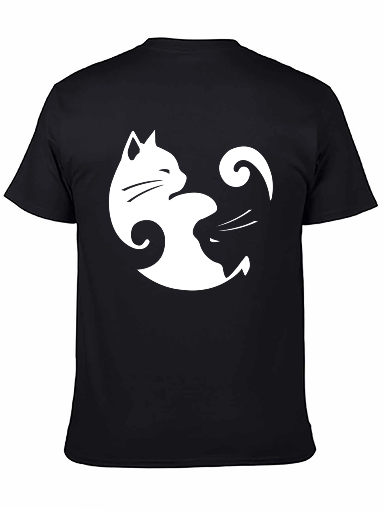 Yin Yang Cats Black T-Shirt - Stylish Balance