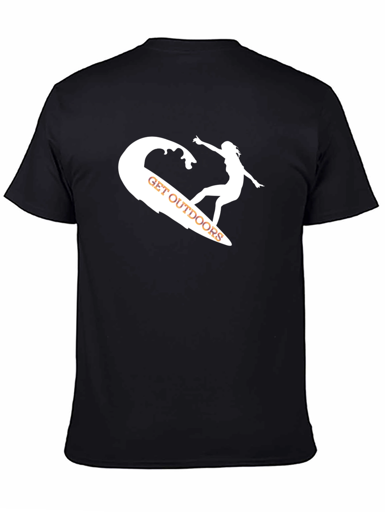 Surfing Outdoors Graphic Tee - Black Casual T-Shirt