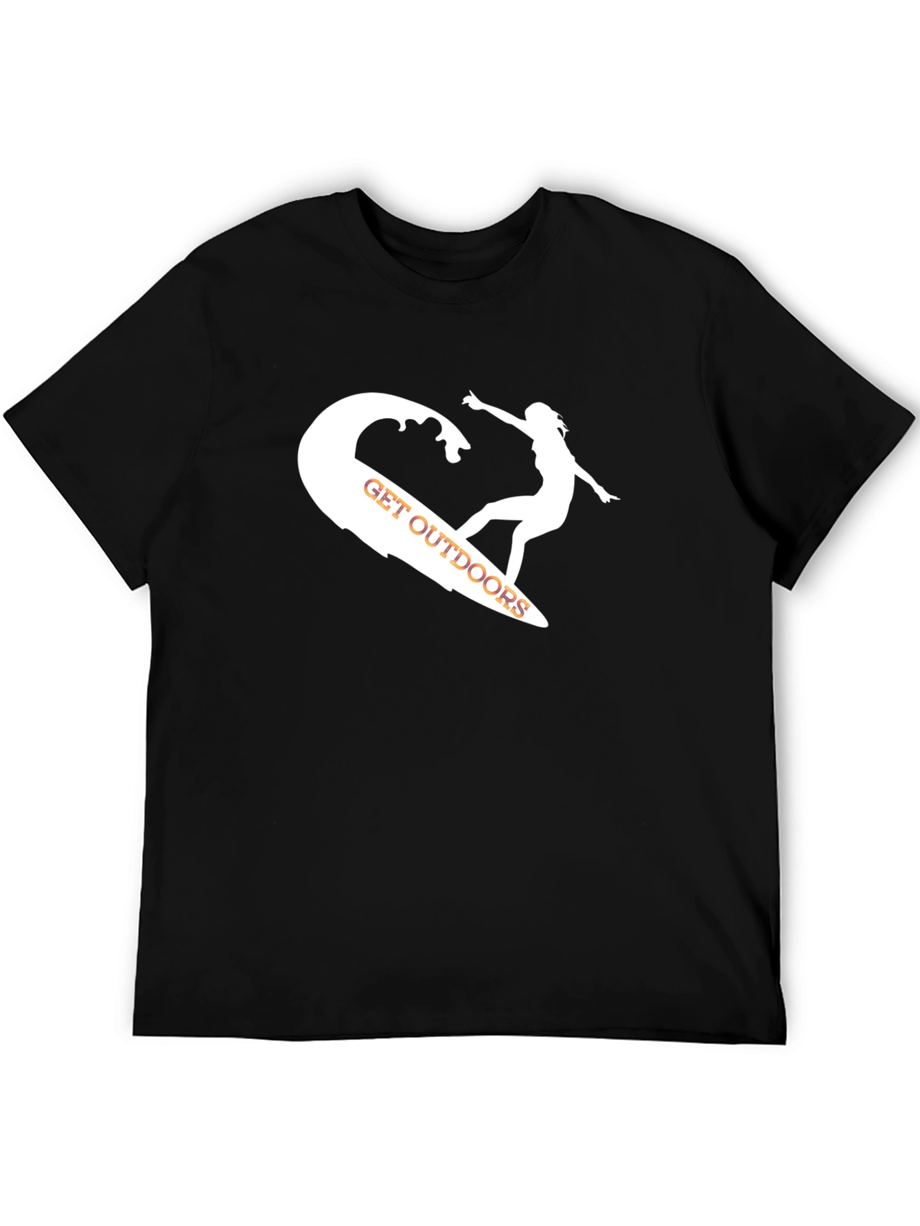 Surfing Outdoors Graphic Tee - Black Casual T-Shirt