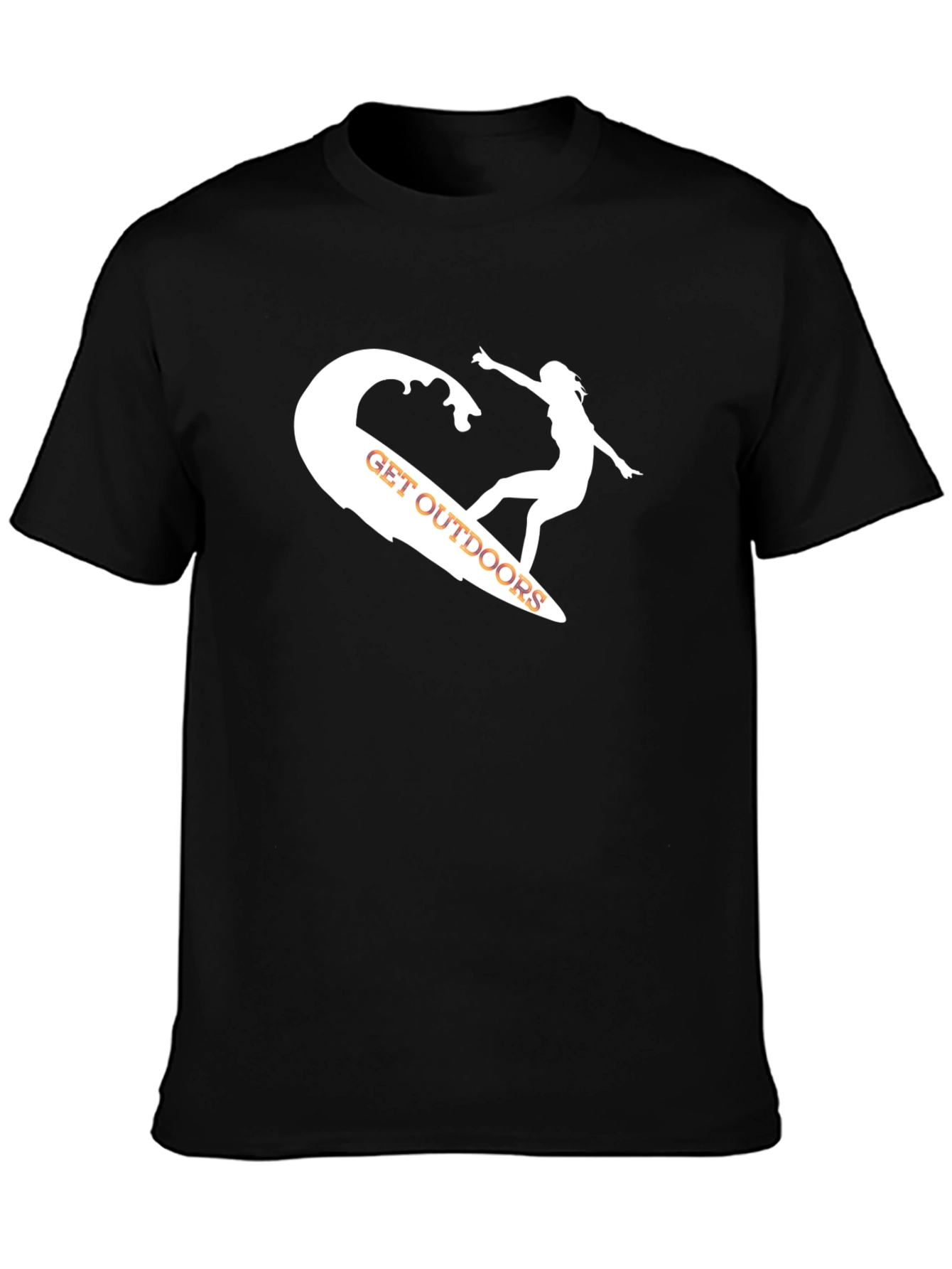 Surfing Outdoors Graphic Tee - Black Casual T-Shirt