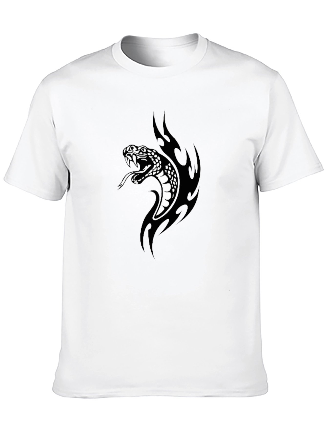 Mens Black T-Shirt with Snake Graphic