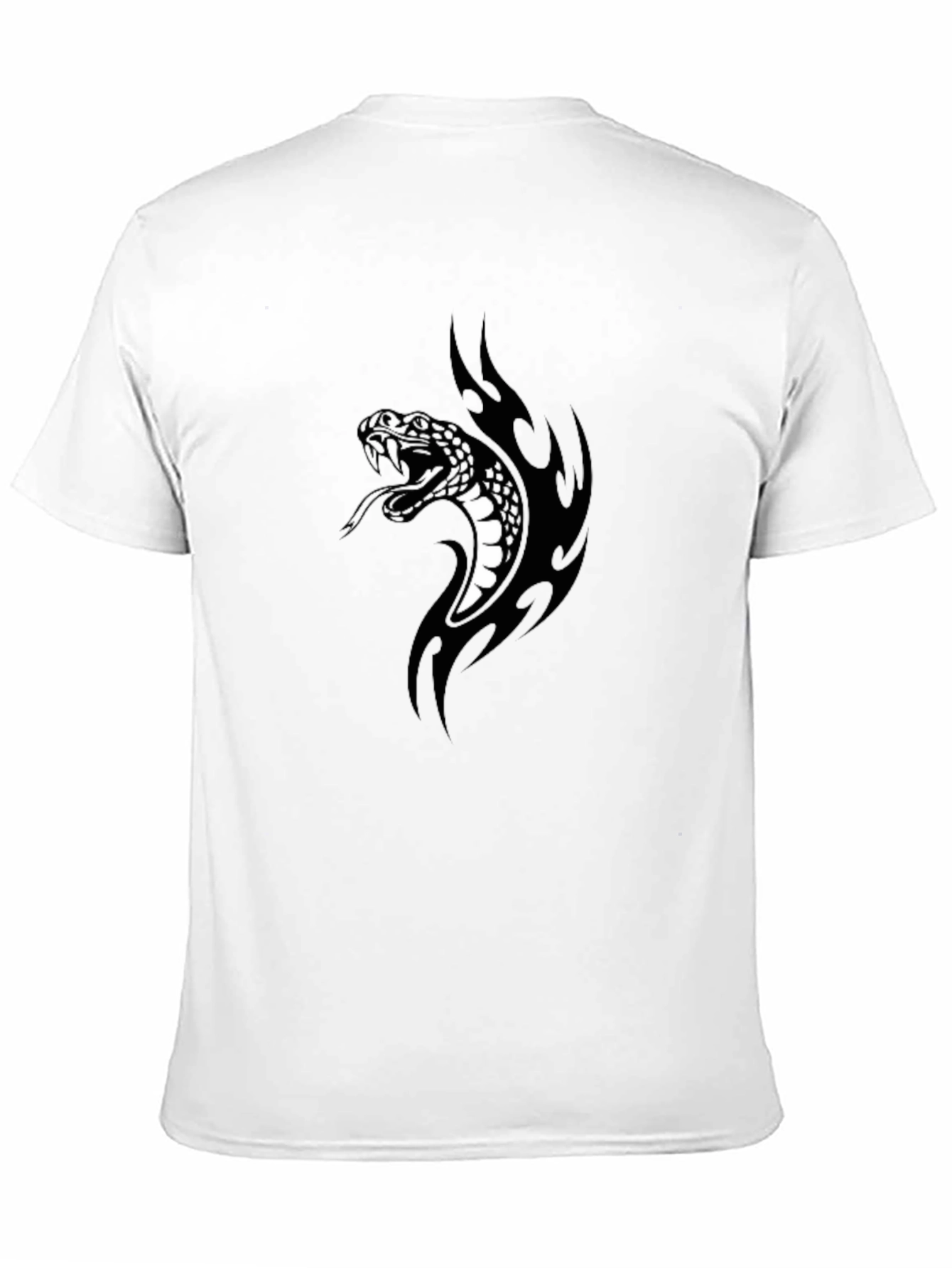Mens Black T-Shirt with Snake Graphic