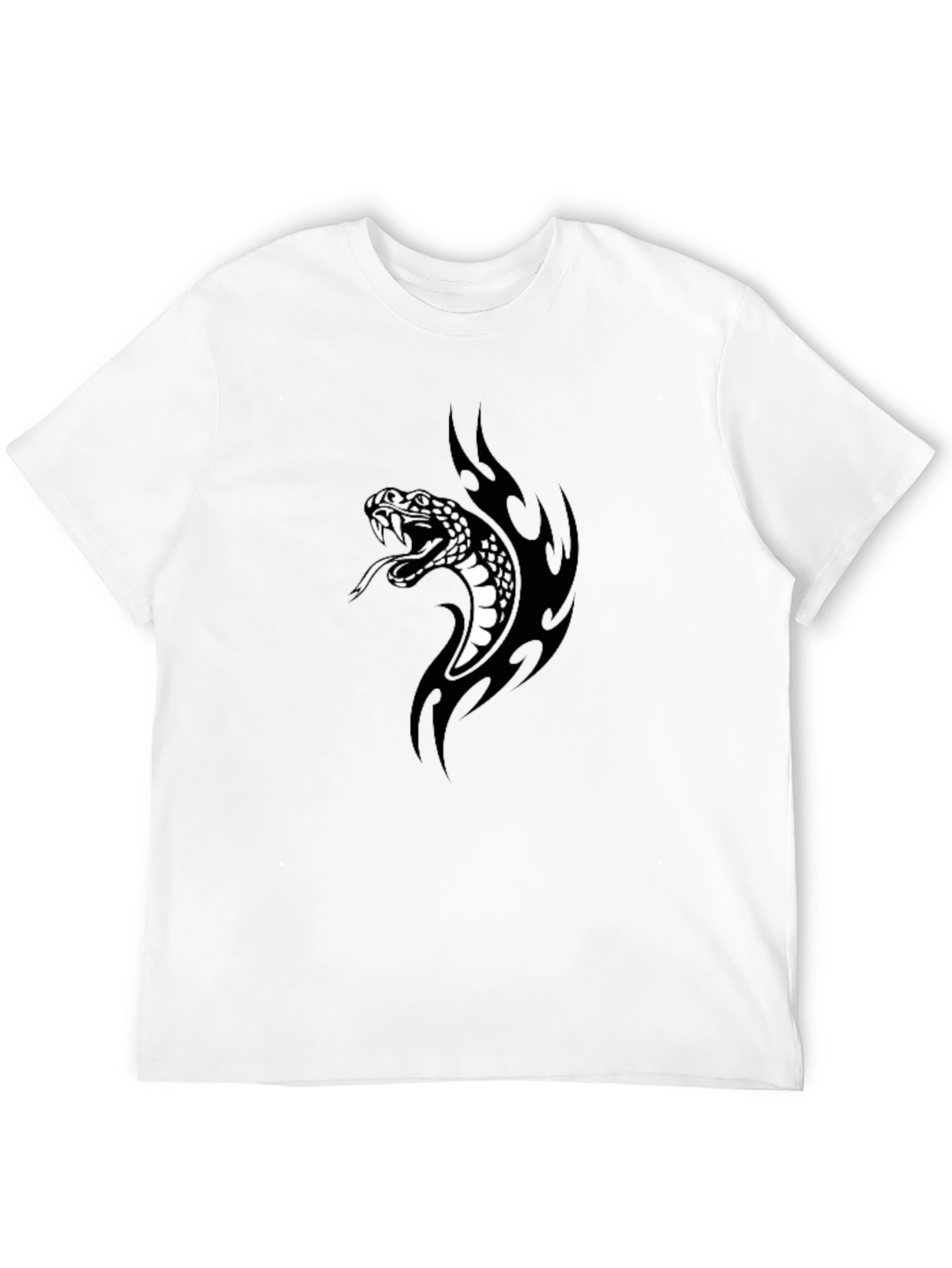 Mens Black T-Shirt with Snake Graphic