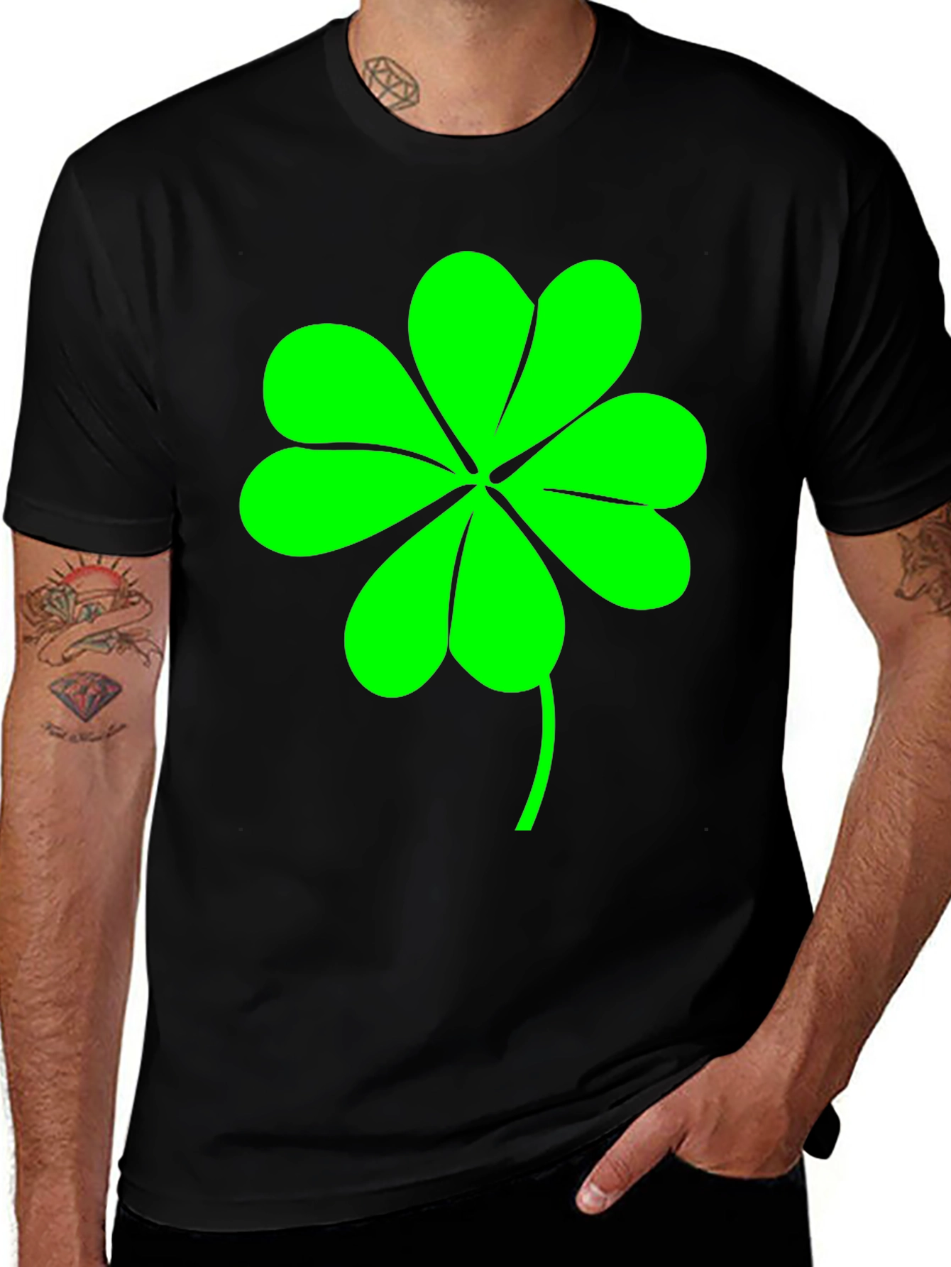 Lucky Clover Graphic Tee - Mens Black T-Shirt