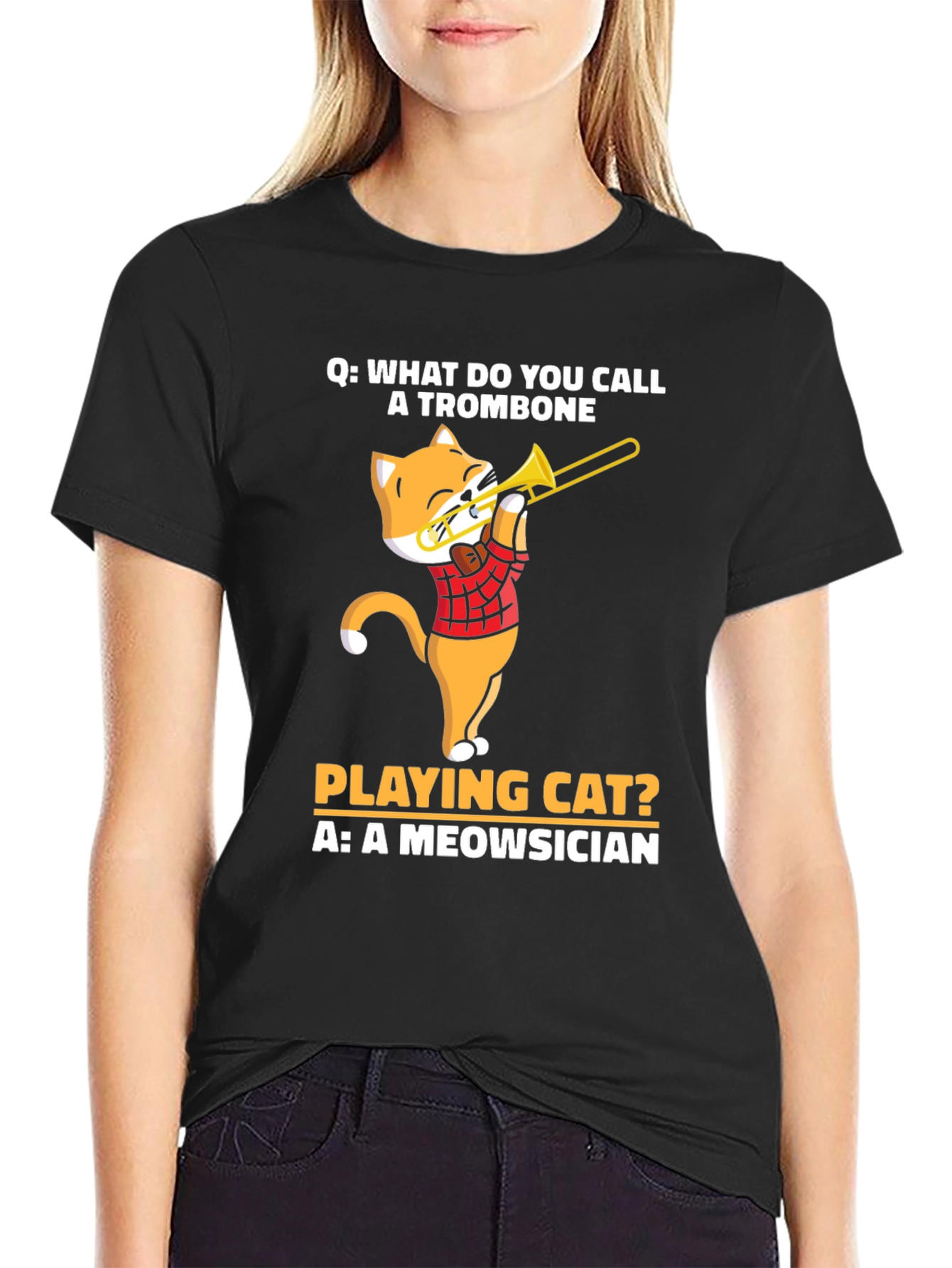 Meowsician Trombone Cat T-Shirt