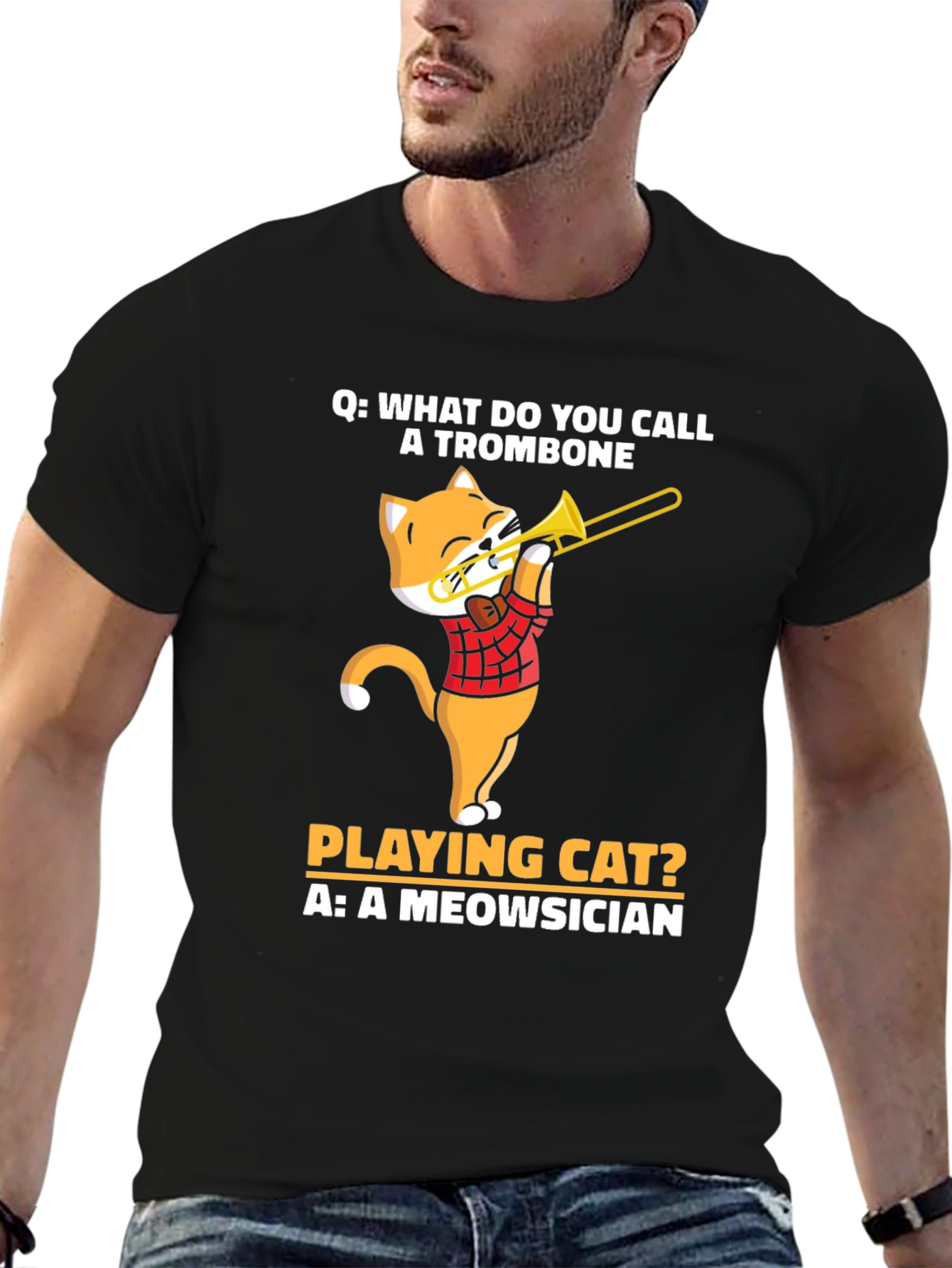 Meowsician Trombone Cat T-Shirt