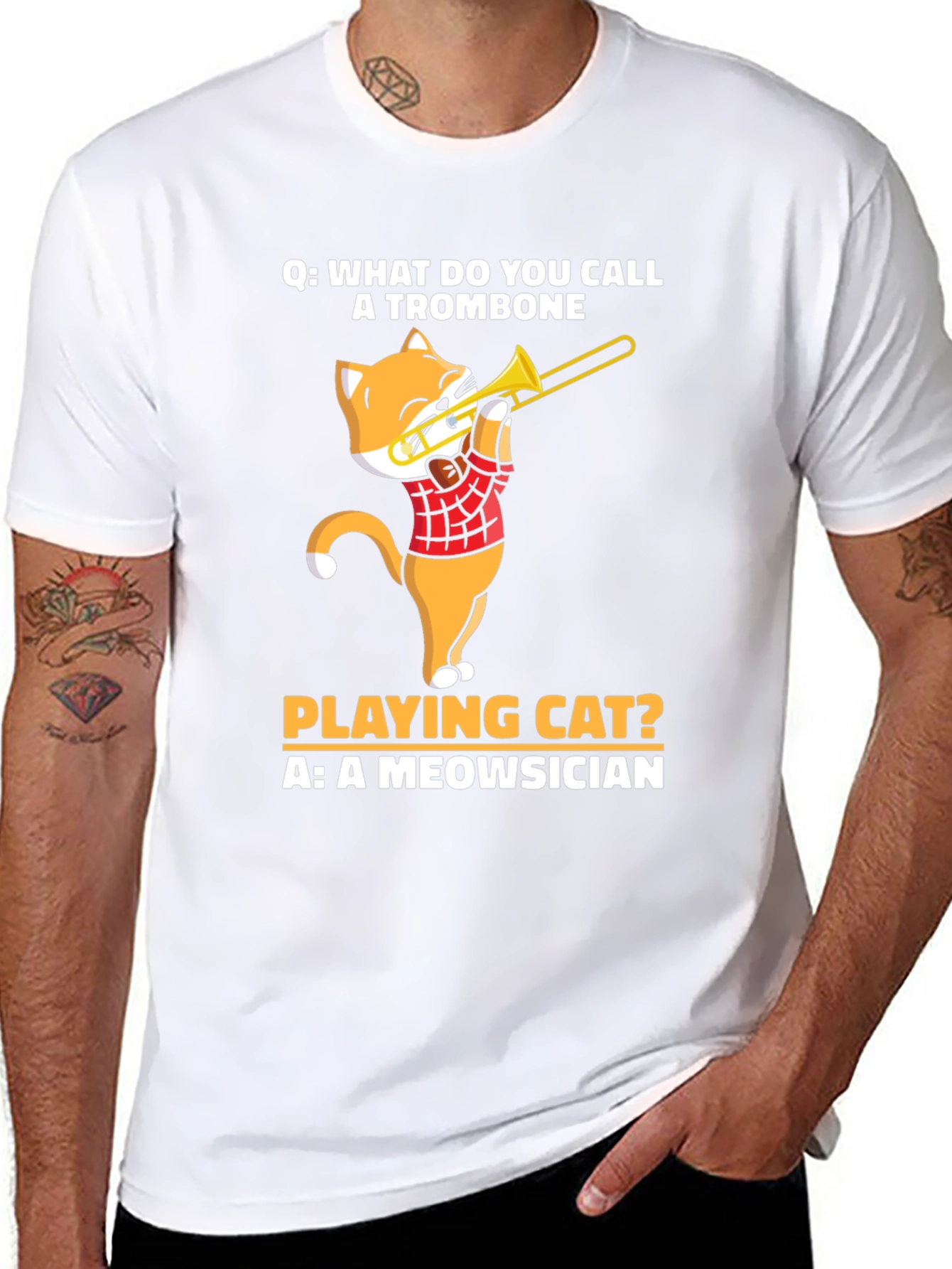 Meowsician Trombone Cat T-Shirt
