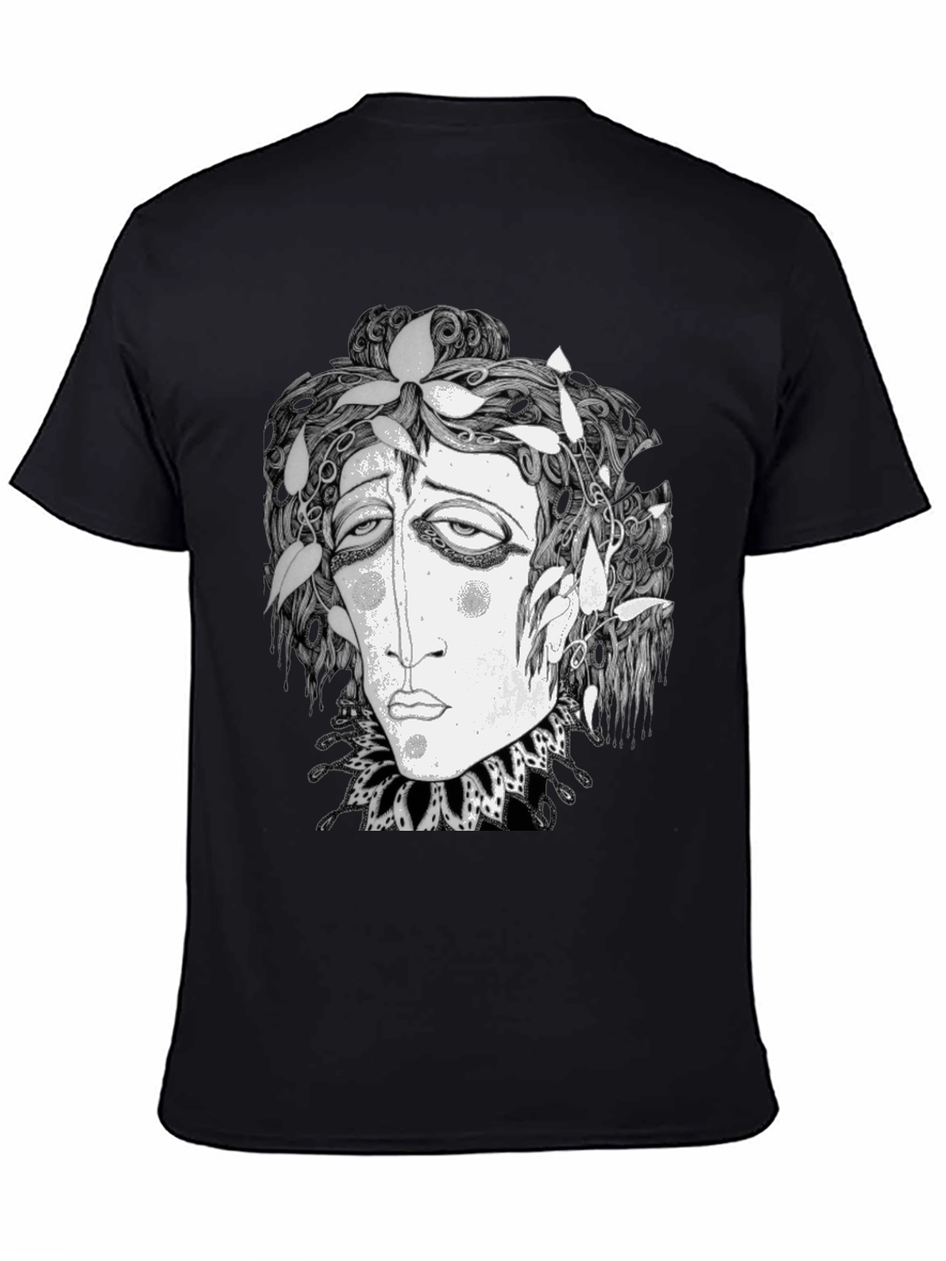 Surreal Face Graphic Print Black T-Shirt