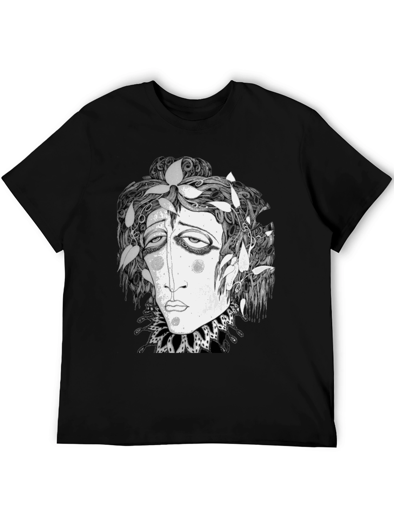 Surreal Face Graphic Print Black T-Shirt