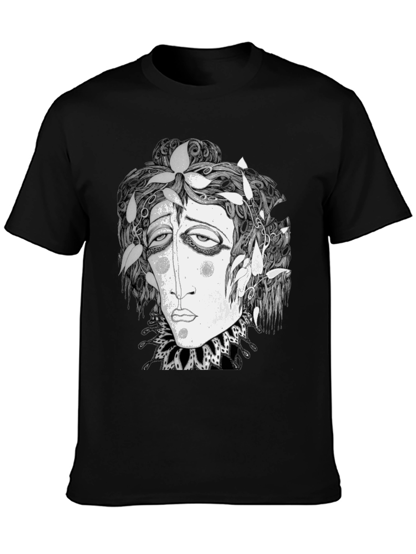 Surreal Face Graphic Print Black T-Shirt