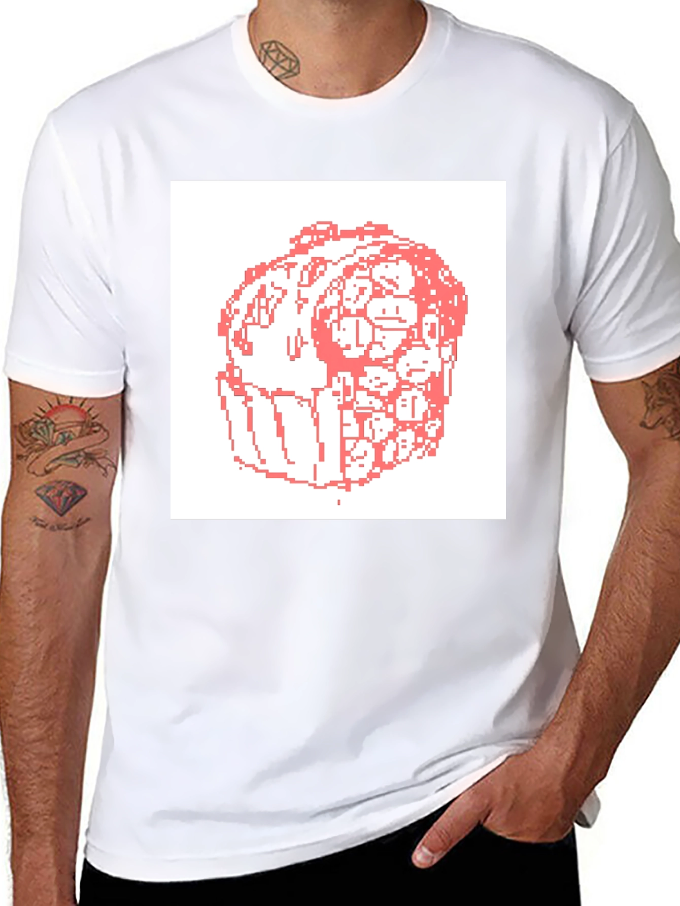 Pixelated Faces T-Shirt - Unique Graphic Tee