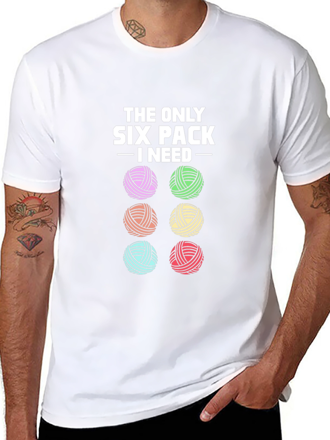 Knitting Yarn Lover T-Shirt: Six Pack I Need