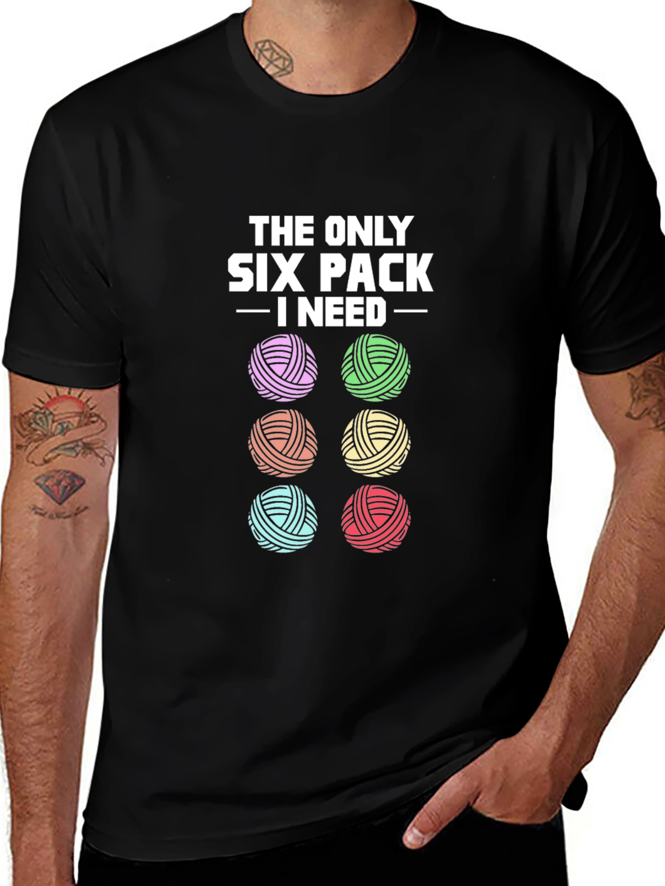Knitting Yarn Lover T-Shirt: Six Pack I Need