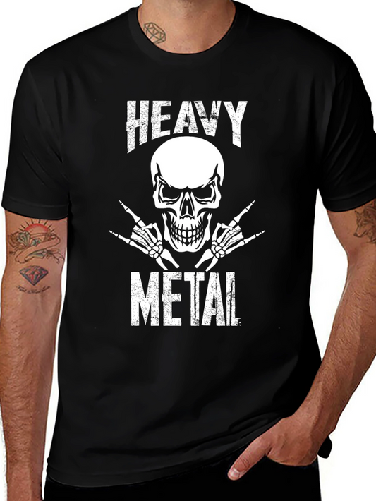 Heavy Metal Skull Graphic T-Shirt