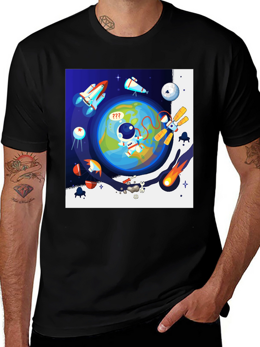 Astronaut in Space Graphic T-Shirt - Black