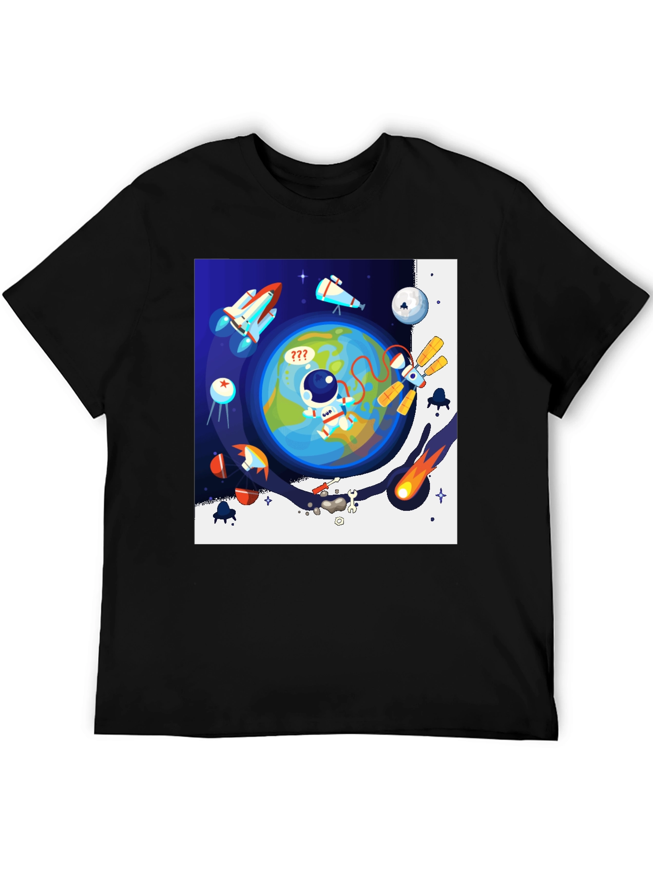 Astronaut in Space Graphic T-Shirt - Black