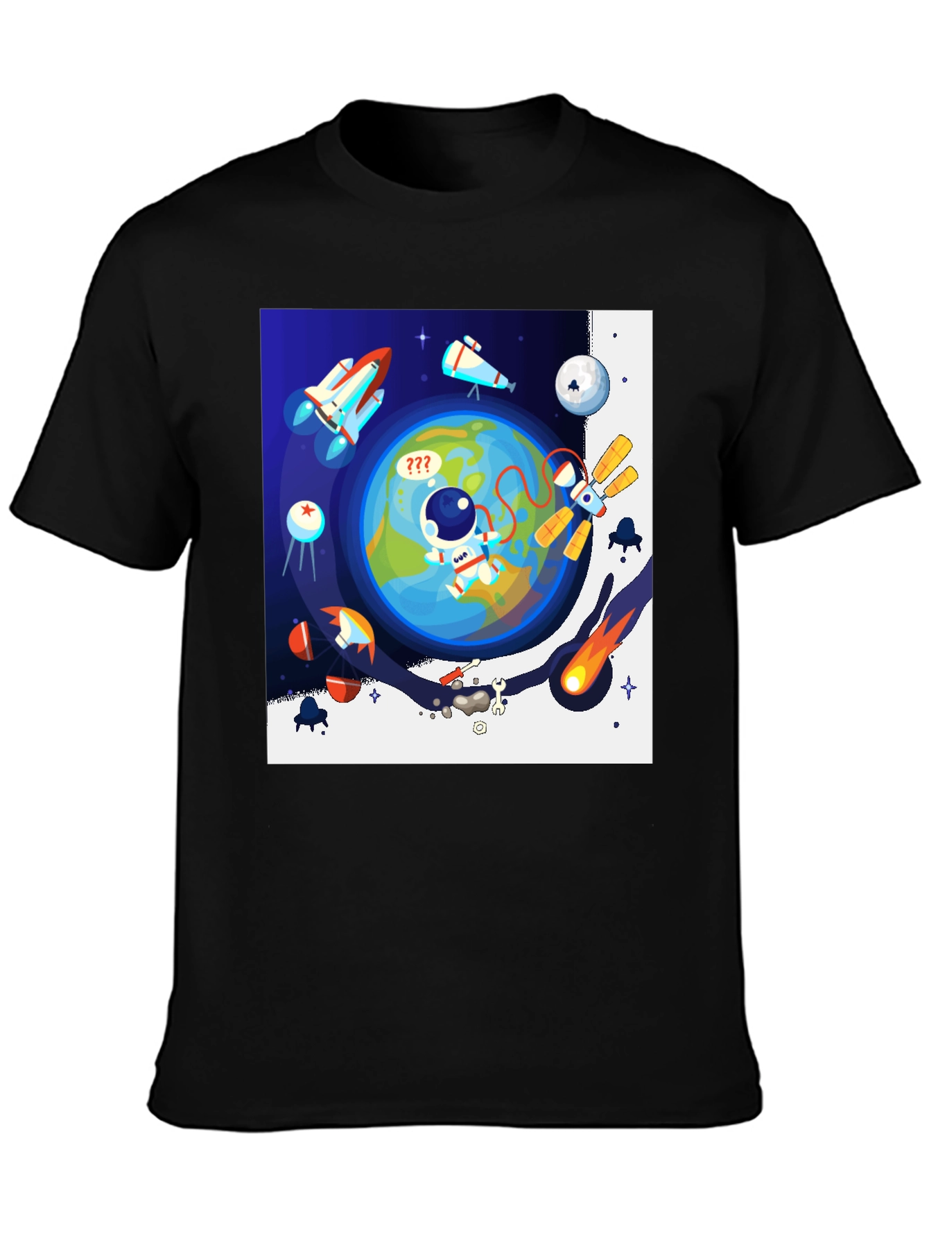 Astronaut in Space Graphic T-Shirt - Black